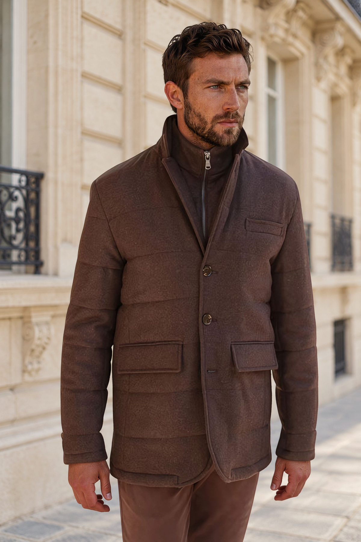 Veste parka Martin en laine – Marron-MANTEAU HOMME-Curling-Paris