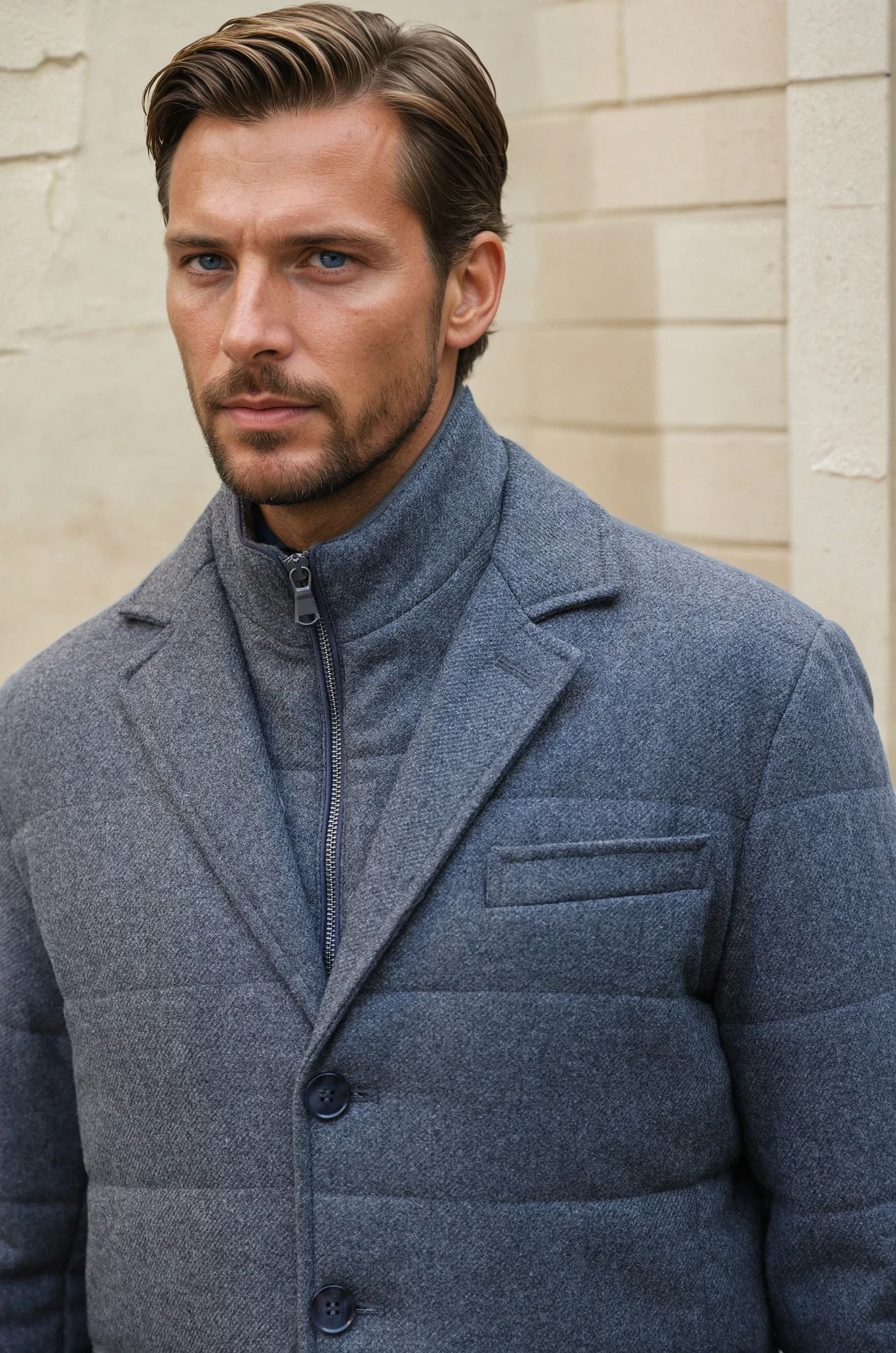 Veste parka Martin en laine - Gris Moyen-MANTEAU HOMME-Curling-Paris