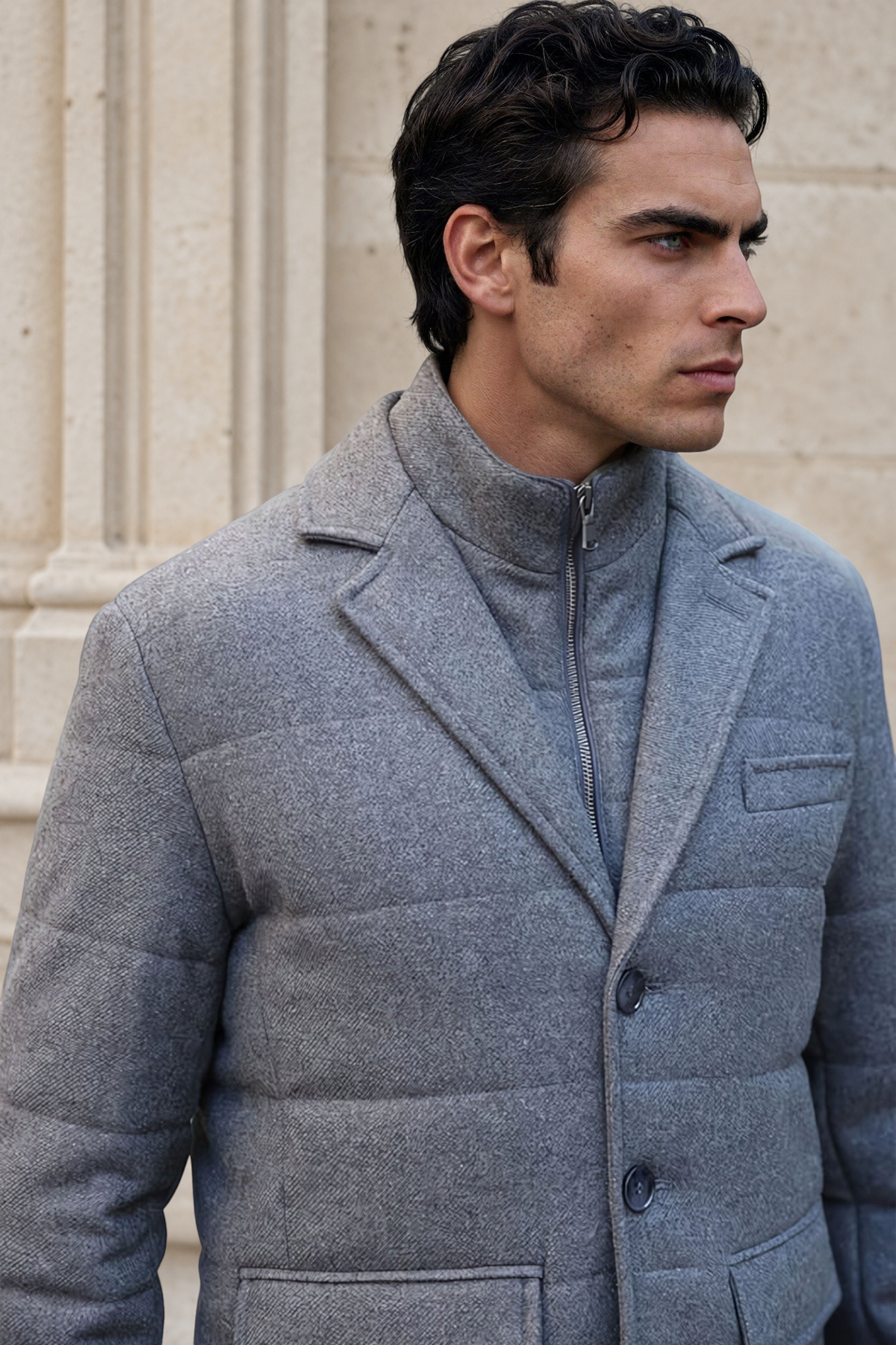 Veste parka Martin en laine - Gris Moyen-MANTEAU HOMME-Curling-Paris