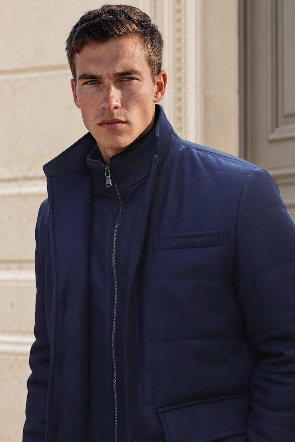 Veste parka Martin en laine – Marine-MANTEAU HOMME-Curling-Paris