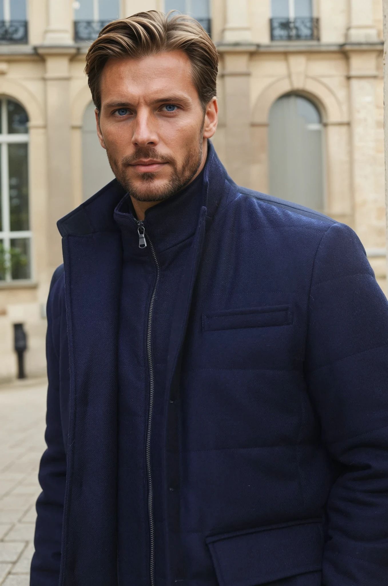 Veste parka Martin en laine - Marine-MANTEAU HOMME-Curling-Paris