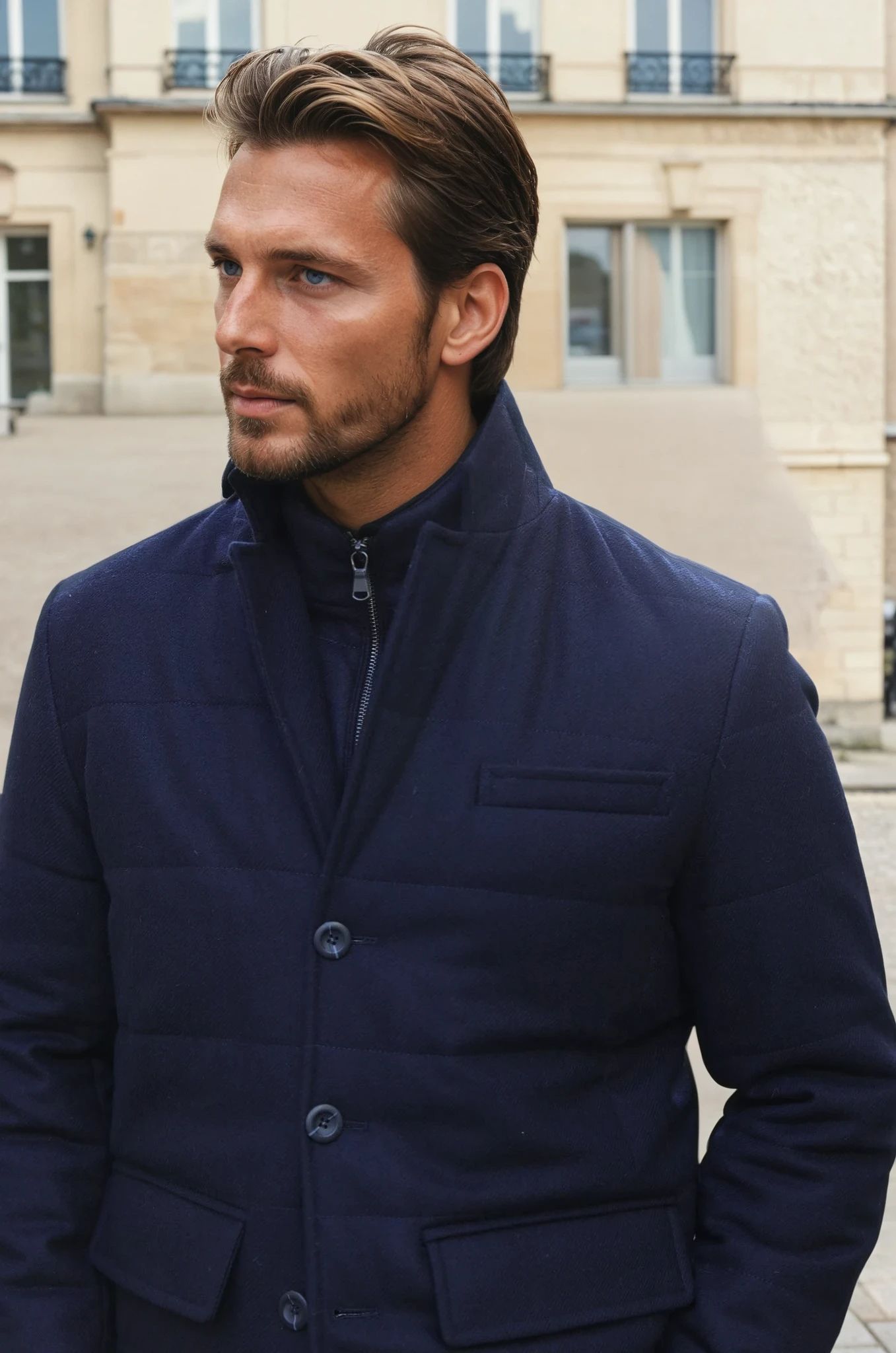 Veste parka Martin en laine - Marine-MANTEAU HOMME-Curling-Paris