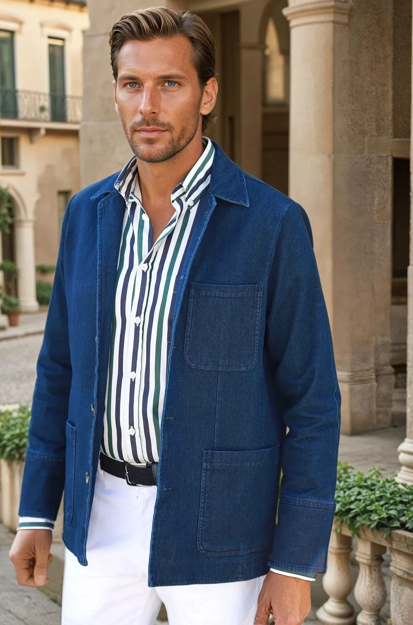 Veste peintre homme en coton stretch - Jeans-VESTE BLAZER HOMME-Curling-Paris