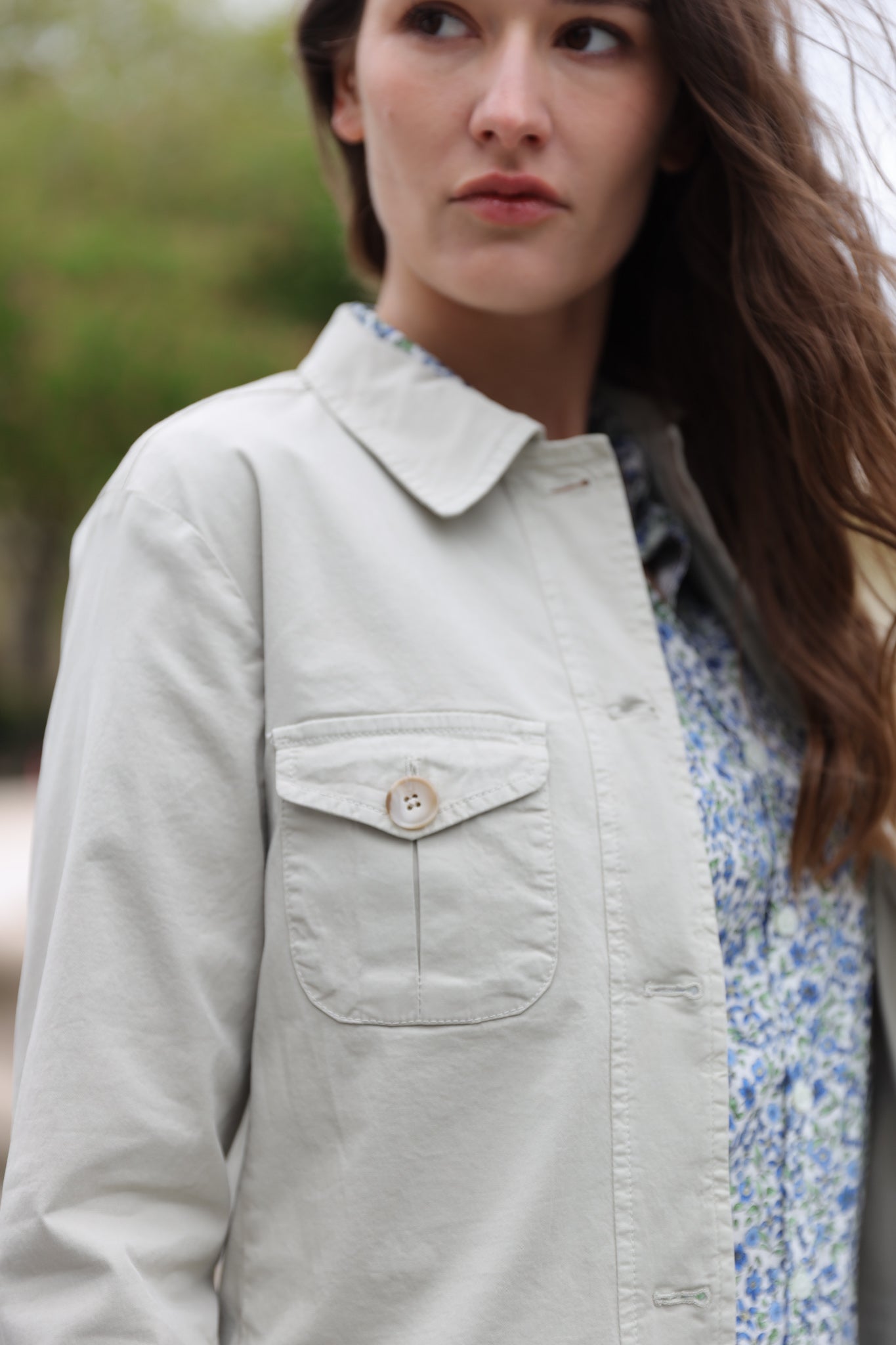Veste saharienne Louise en coton stretch - Beige-VESTE BLAZER FEMME-Curling-Paris