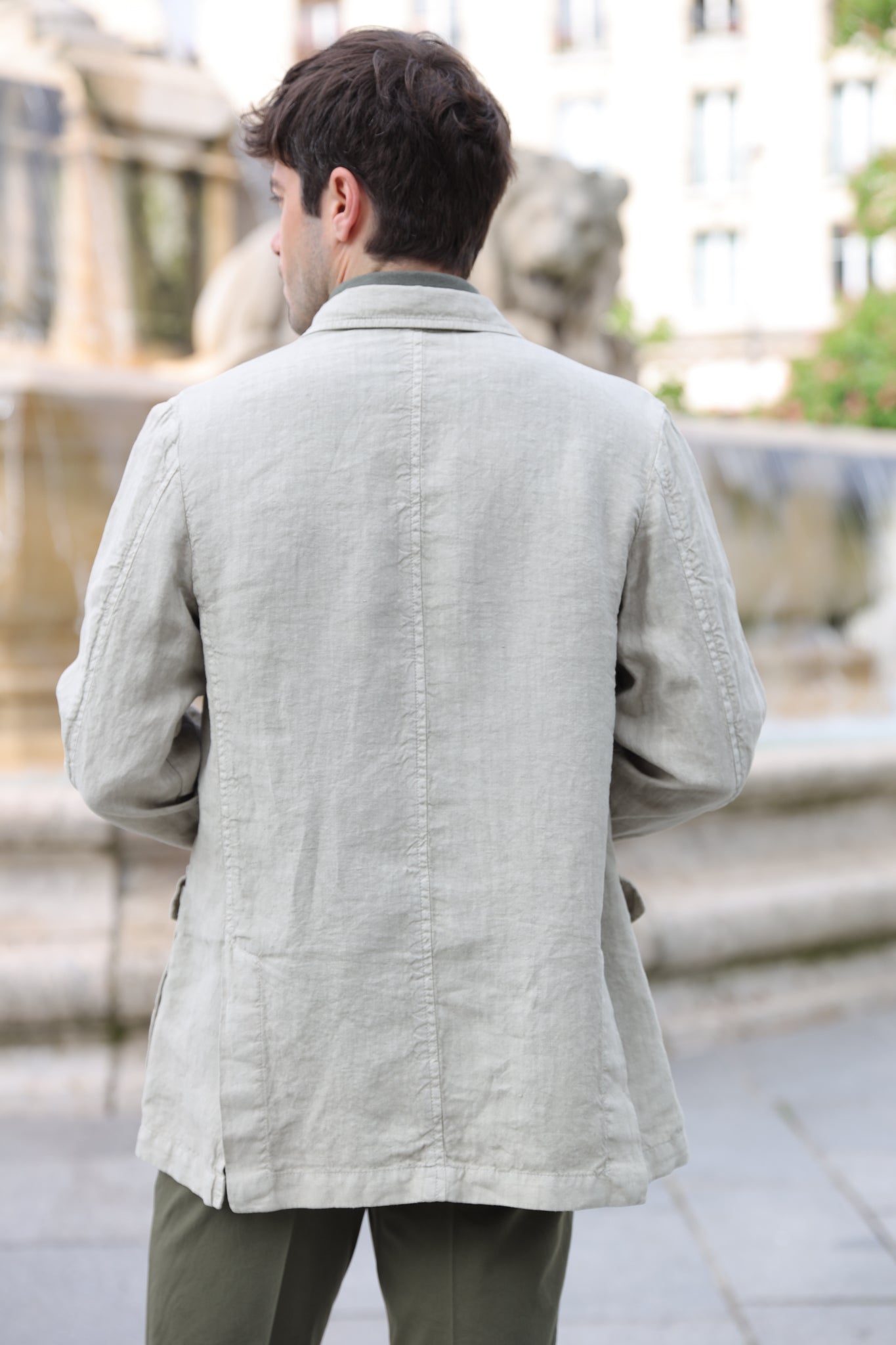 Veste saharienne en lin - Beige-VESTE BLAZER HOMME-Curling-Paris