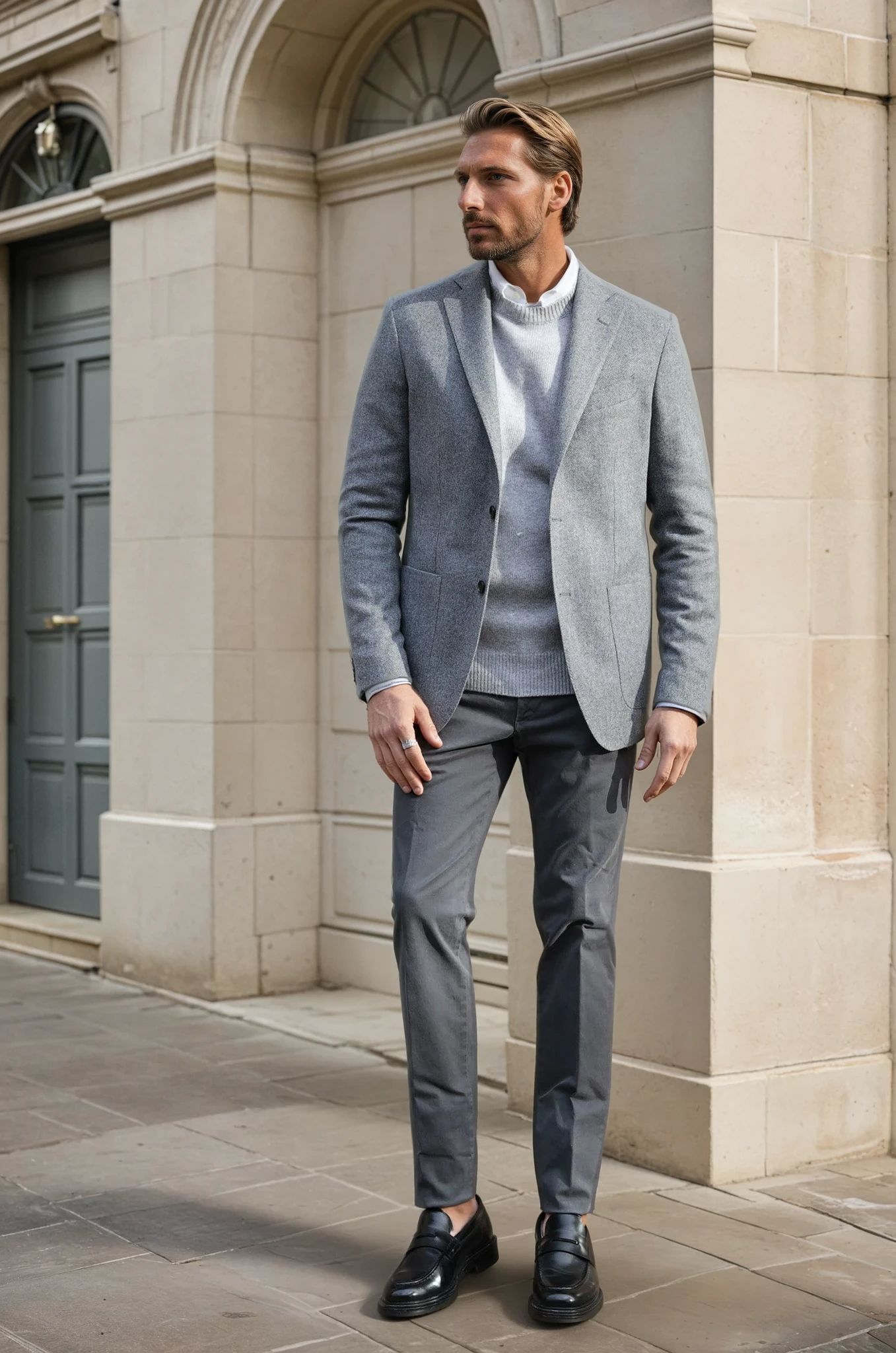 Veste souple Gostev pure laine - Chevron Gris-VESTE BLAZER HOMME-Curling-Paris