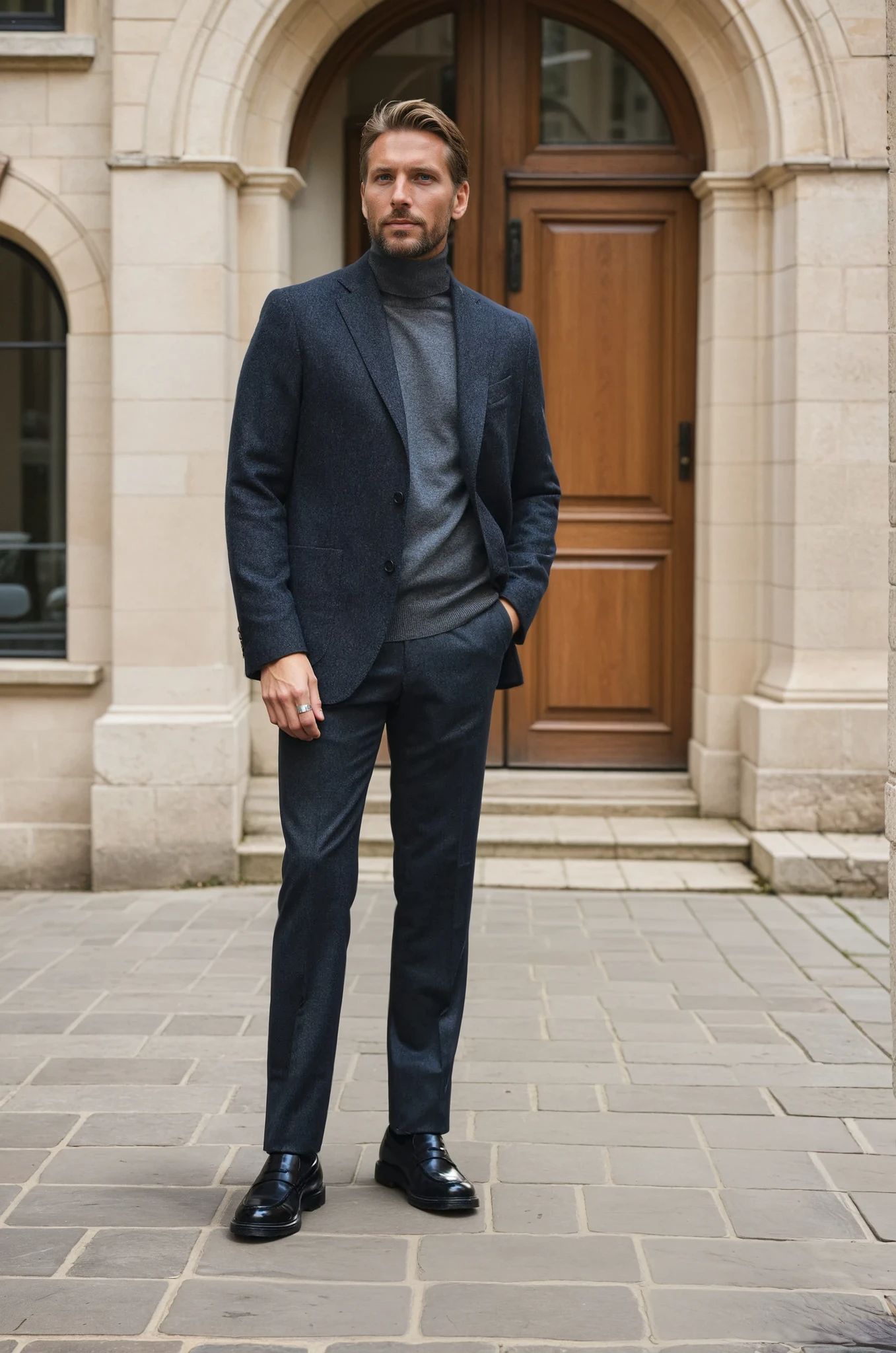 Veste souple Gostev pure laine - Chevron anthracite-VESTE BLAZER HOMME-Curling-Paris