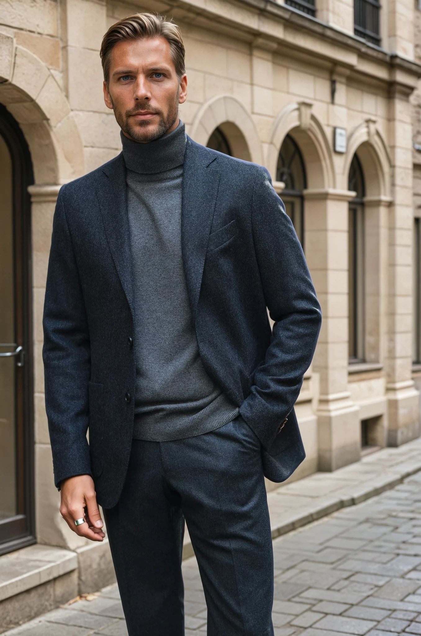 Veste souple Gostev pure laine - Chevron anthracite-VESTE BLAZER HOMME-Curling-Paris