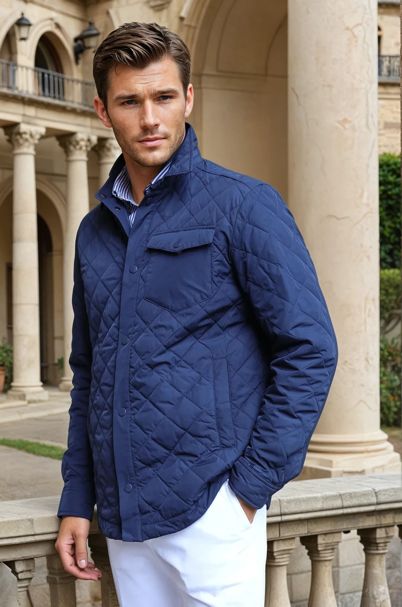 Veste surchemise matelassée - marine-MANTEAU HOMME-Curling-Paris