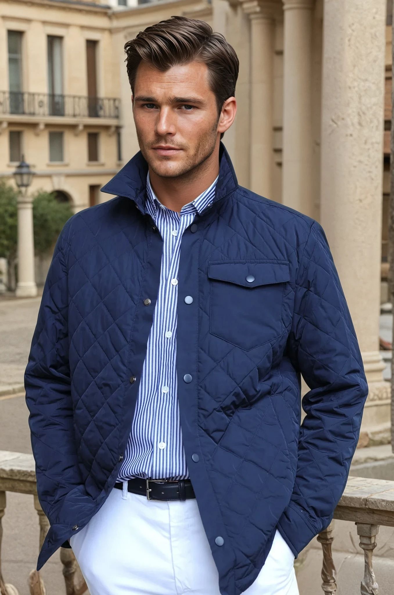 Veste surchemise matelassée - marine-MANTEAU HOMME-Curling-Paris