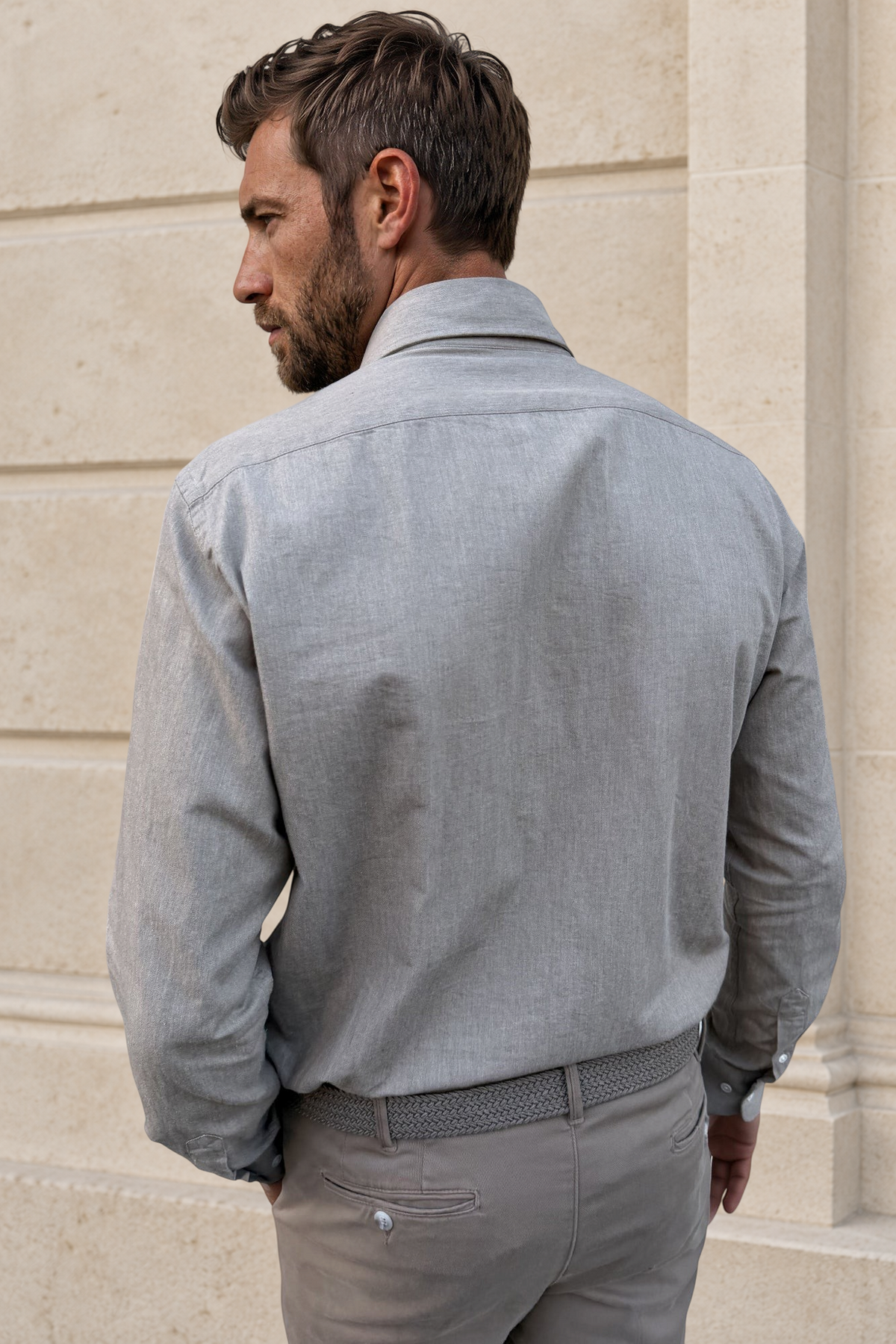 Camicia Gino in denim di cotone - Beige