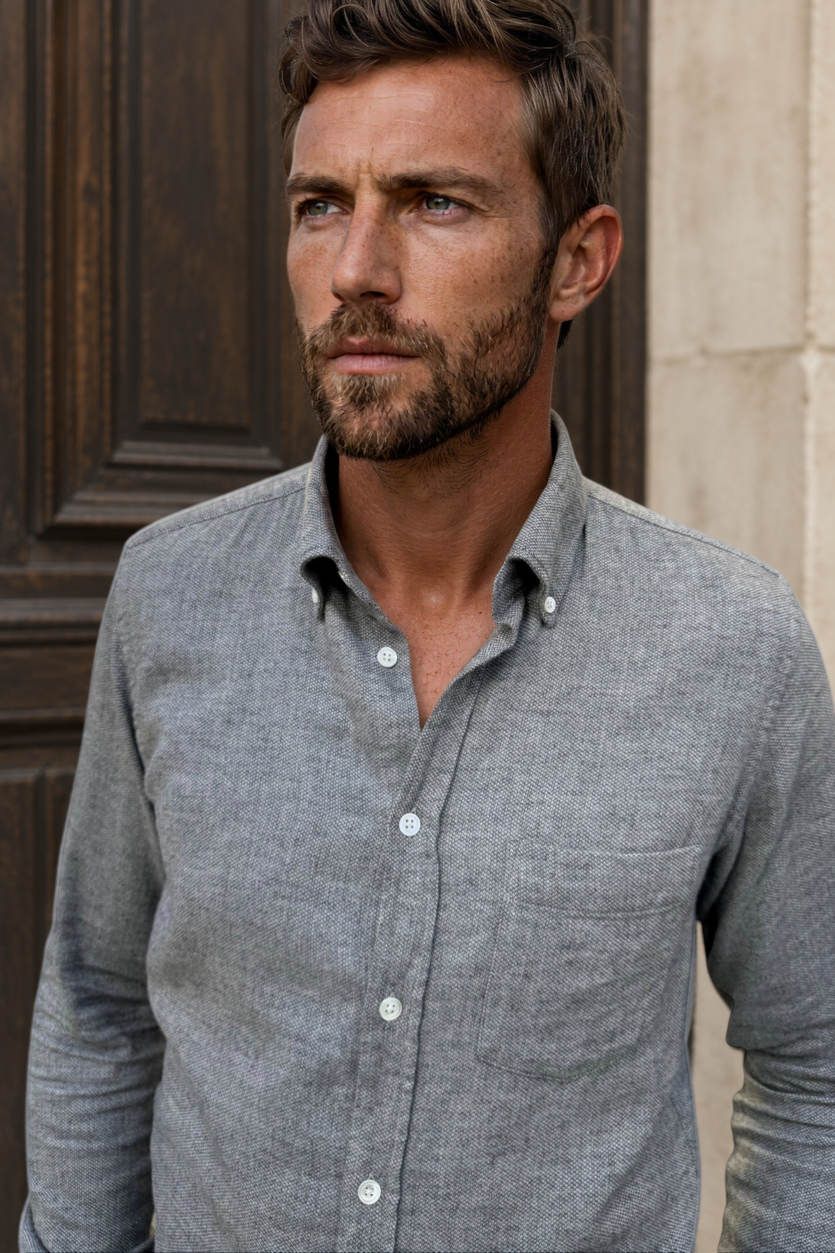 Camisa Clovis de algodón - Dobby Gris