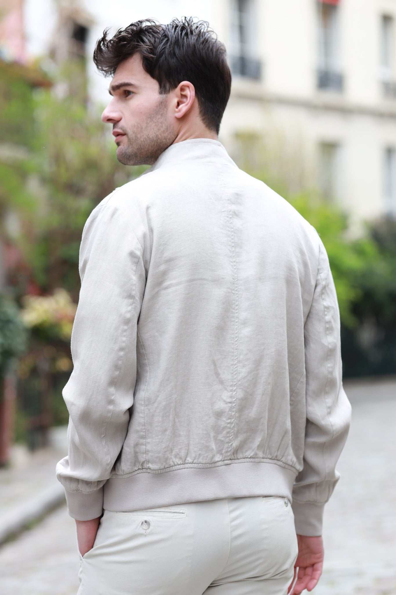 Blouson Noah en lin - Beige Clair-MANTEAU HOMME-Curling-Paris