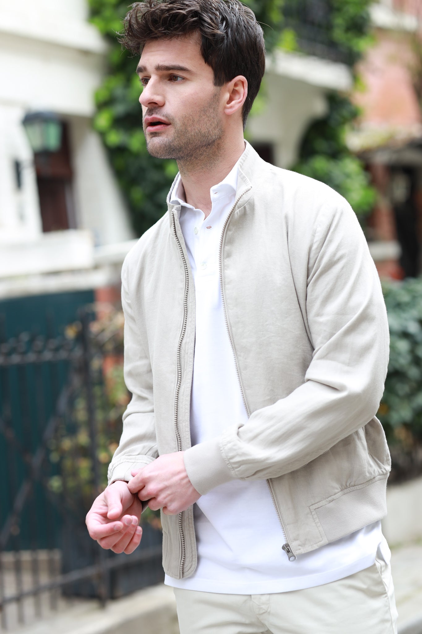 Blouson Noah en lin - Beige Clair-MANTEAU HOMME-Curling-Paris