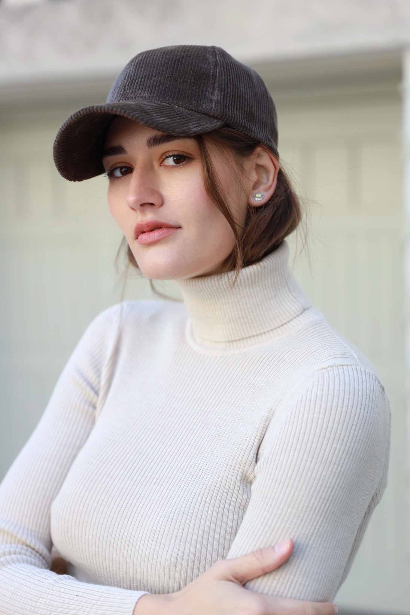 Casquette Azel en velours côtelé - Taupe-CHAPEAUX FEMME-Curling-Paris