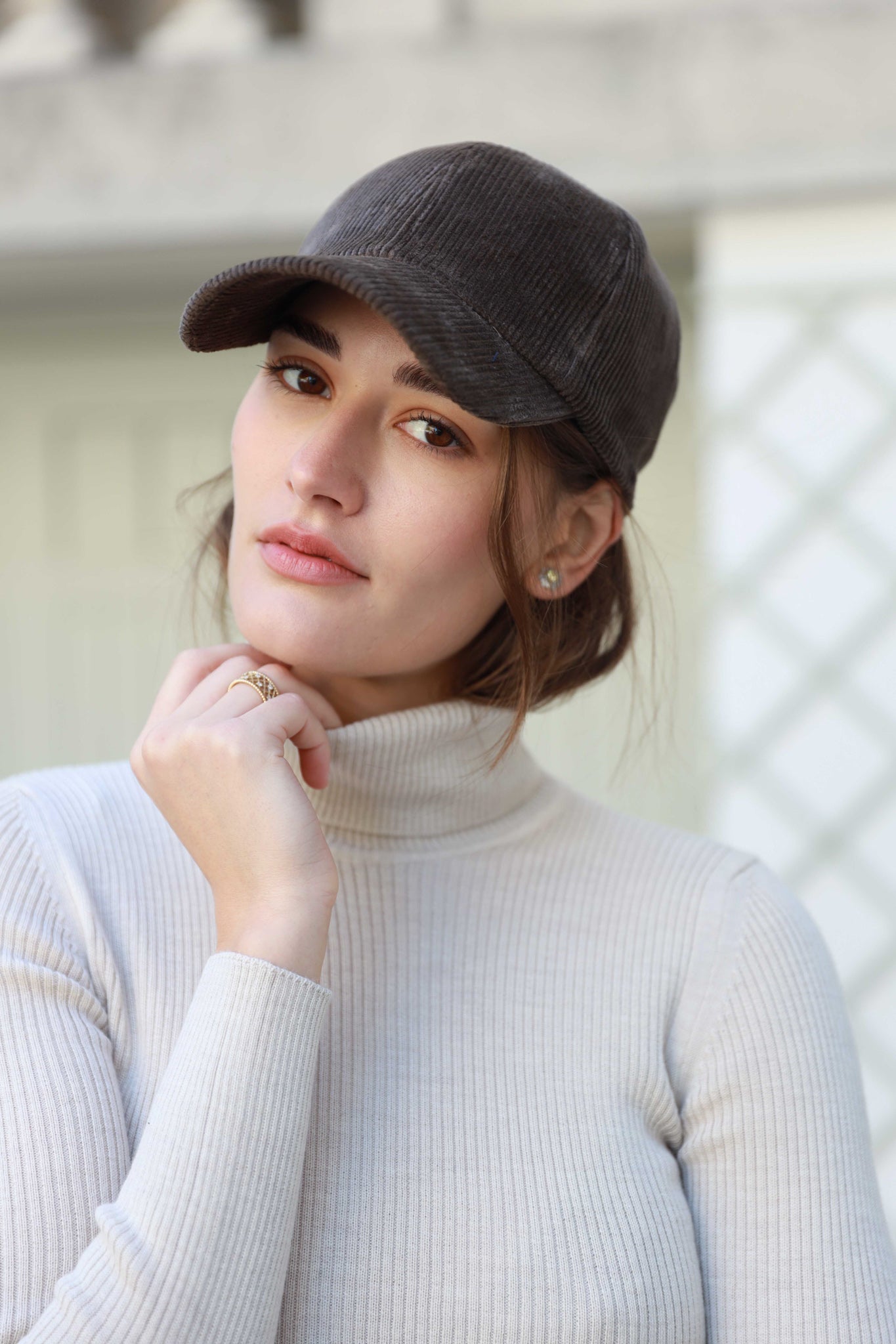 Casquette Azel en velours côtelé - Taupe-CHAPEAUX FEMME-Curling-Paris