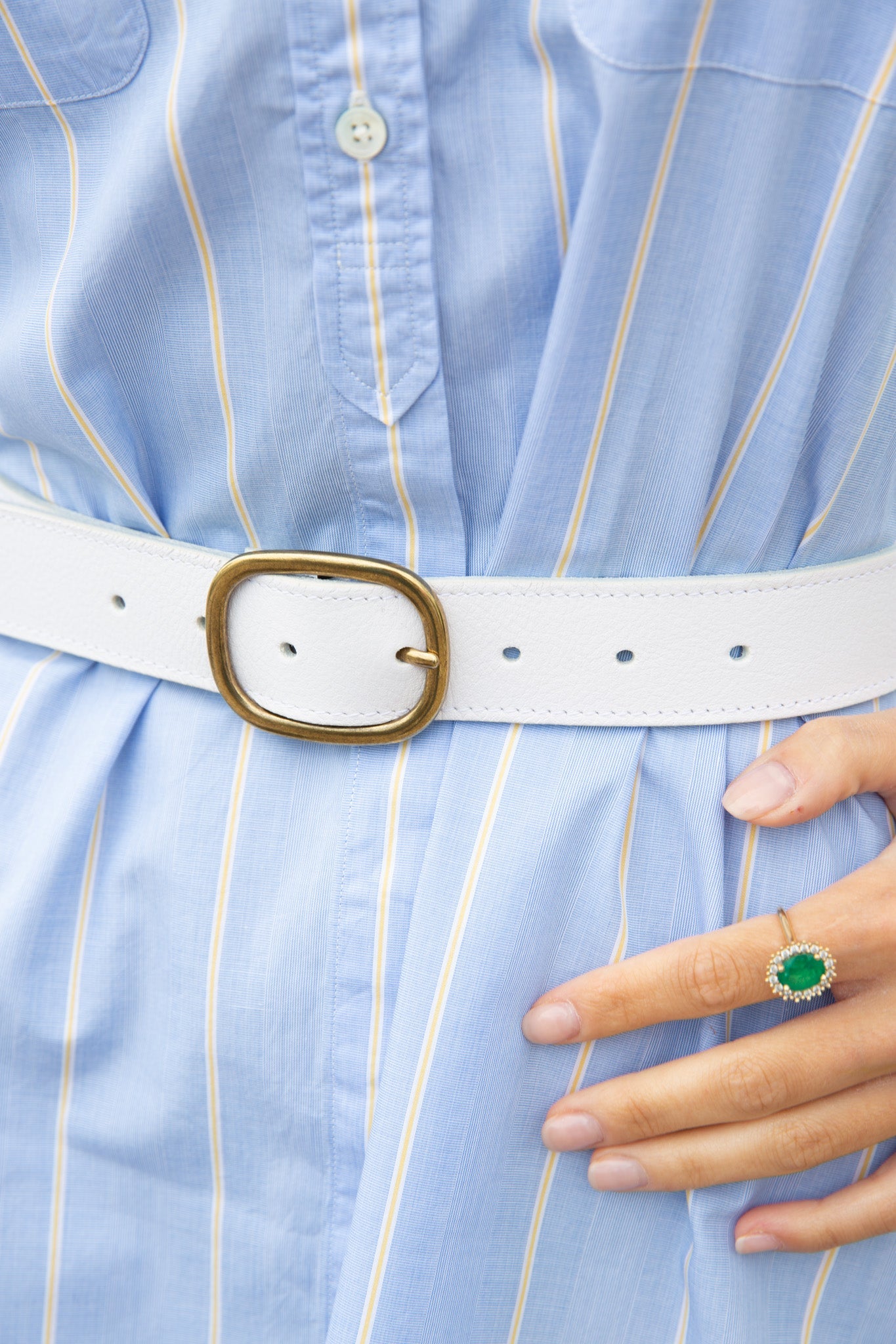 Ceinture en cuir lisse Viky - blanc-CEINTURE-Curling-Paris