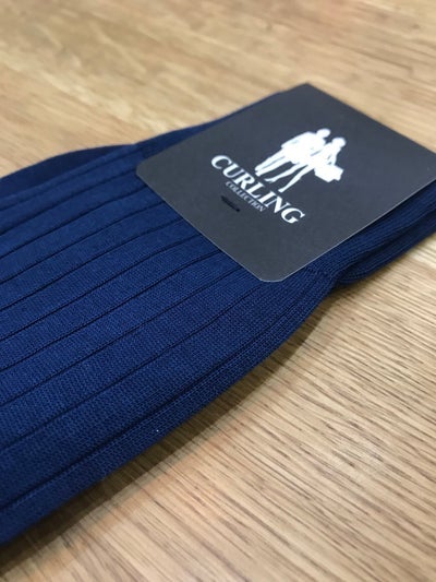 Chaussettes Carly en Fil d'Ecosse - Indigo-CHAUSSETTES HOMME-Curling-Paris