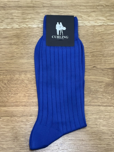 Chaussettes Carly en fil d'Ecosse - Bleu-CHAUSSETTES HOMME-Curling-Paris