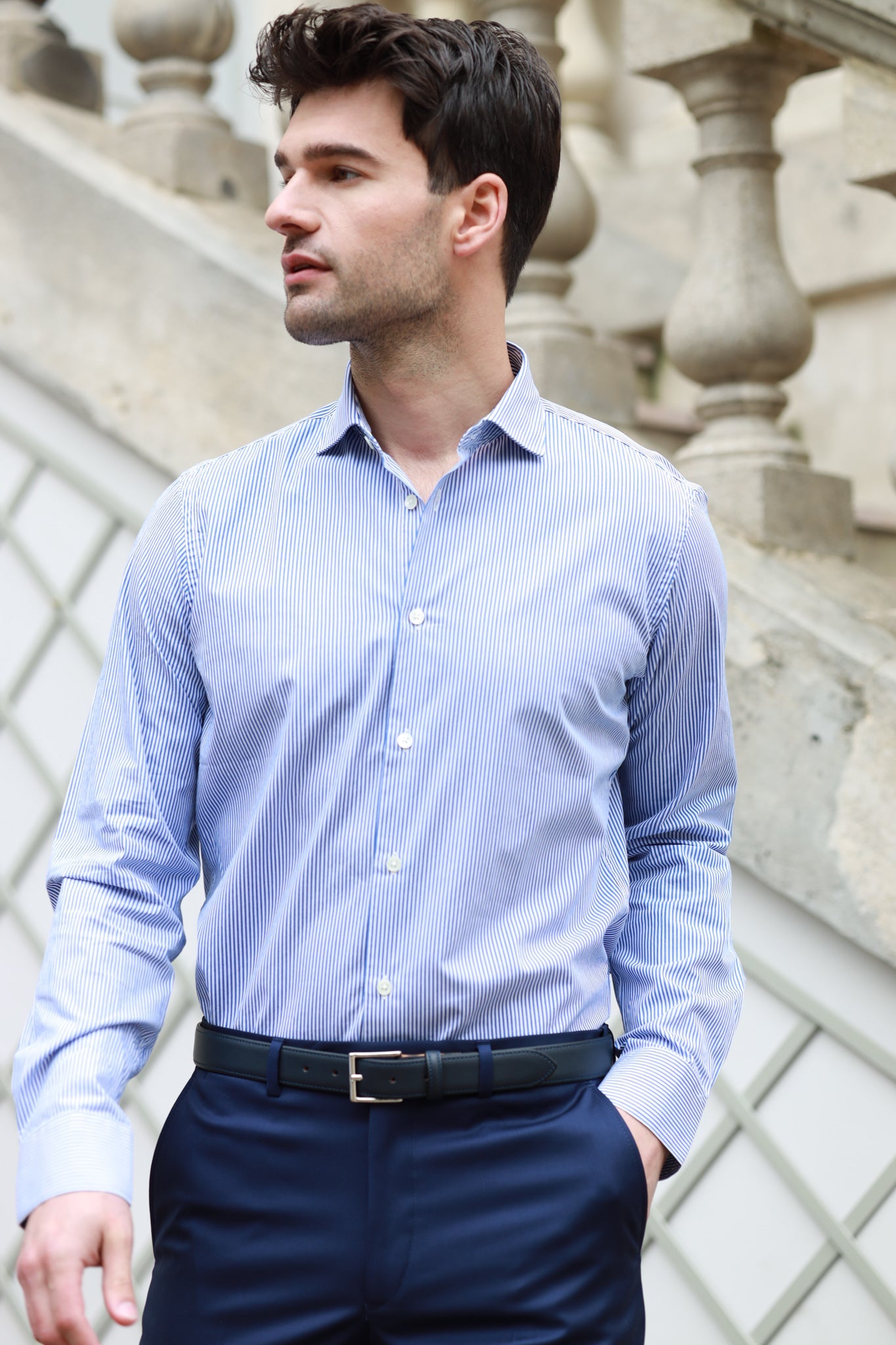 Chemise Calvin en coton - Ciel-CHEMISE HOMME-Curling-Paris