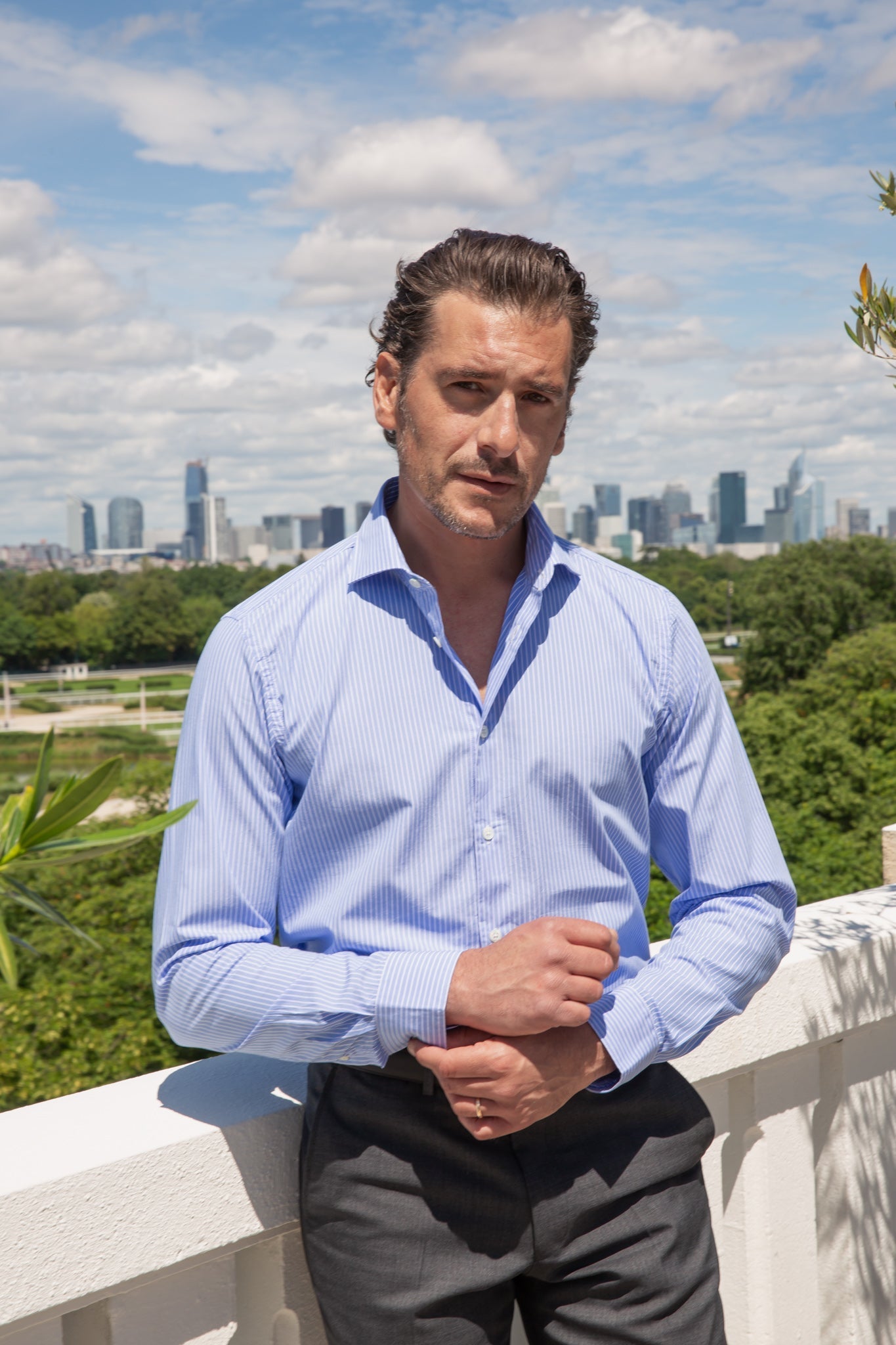 Chemise Calvin en coton - Ray Bleu-CHEMISE HOMME-Curling-Paris