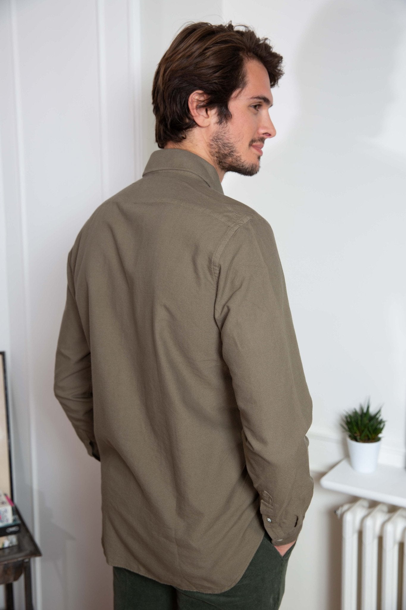 Chemise Clovis en Coton Oxford - Kaki-CHEMISE HOMME-Curling-Paris