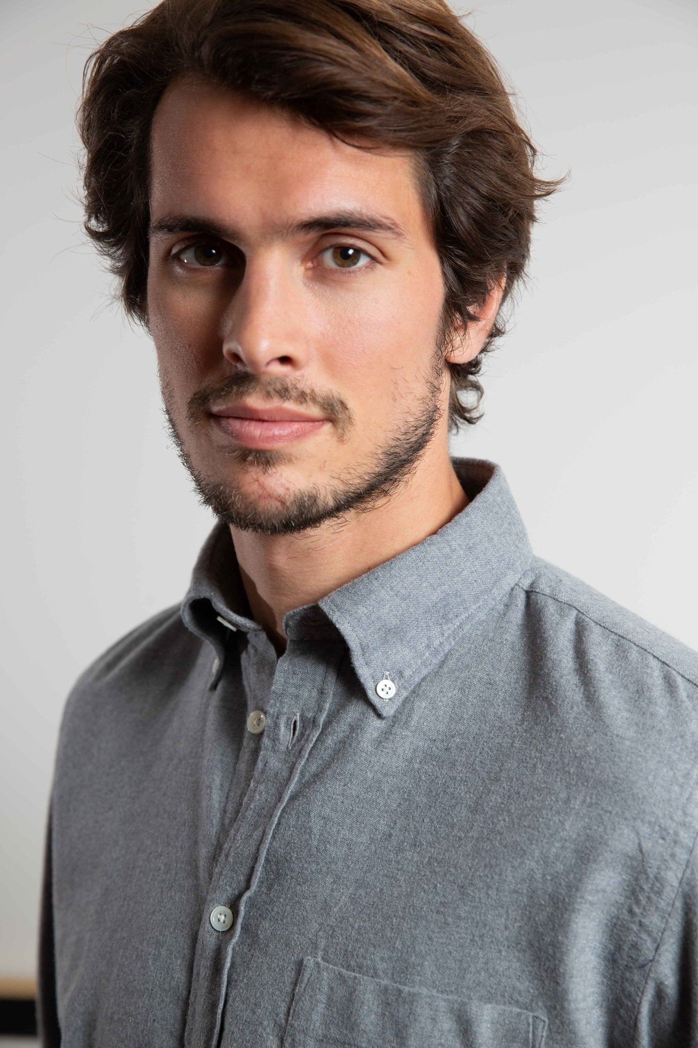 Chemise Clovis en Flanelle - Gris Clair-CHEMISE HOMME-Curling-Paris