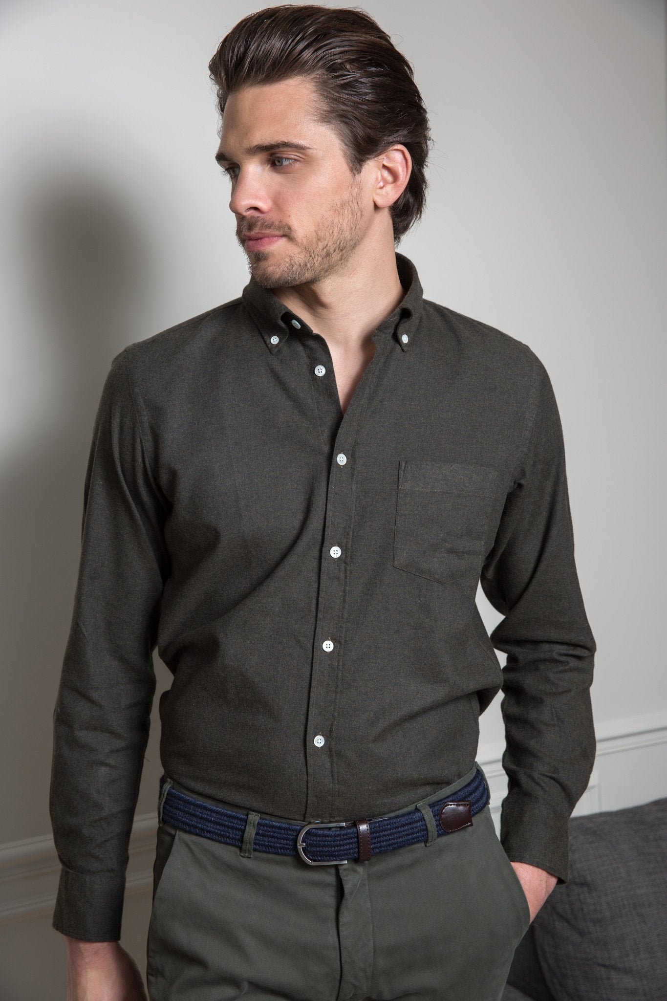 Chemise Clovis en flanelle de coton-CHEMISE HOMME-Curling-Paris