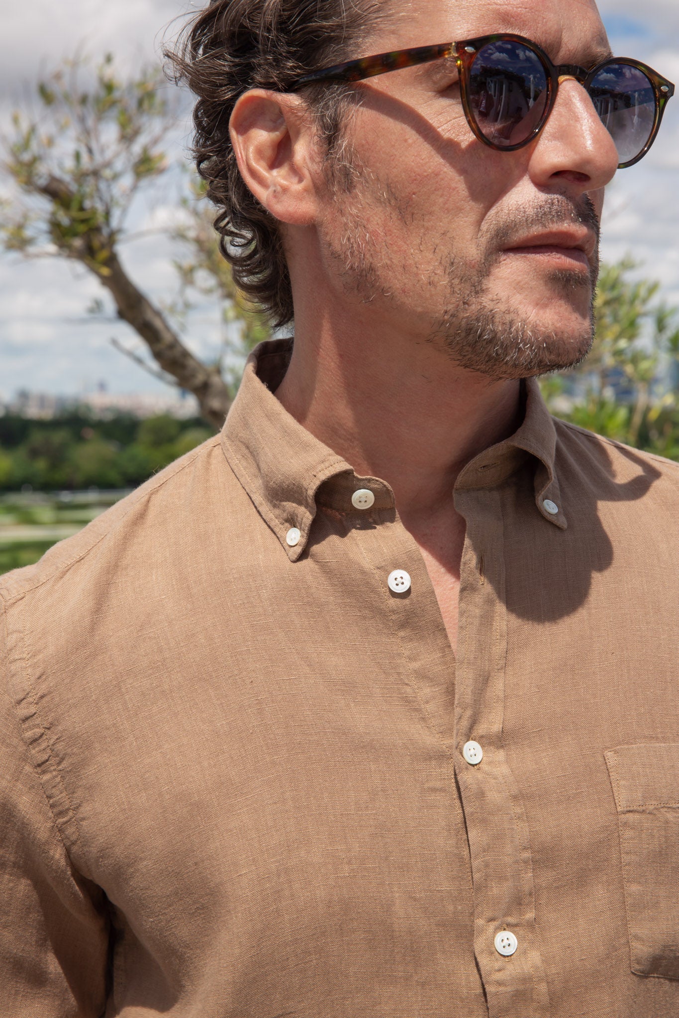 Chemise Clovis en lin - Caramel-CHEMISE HOMME-Curling-Paris