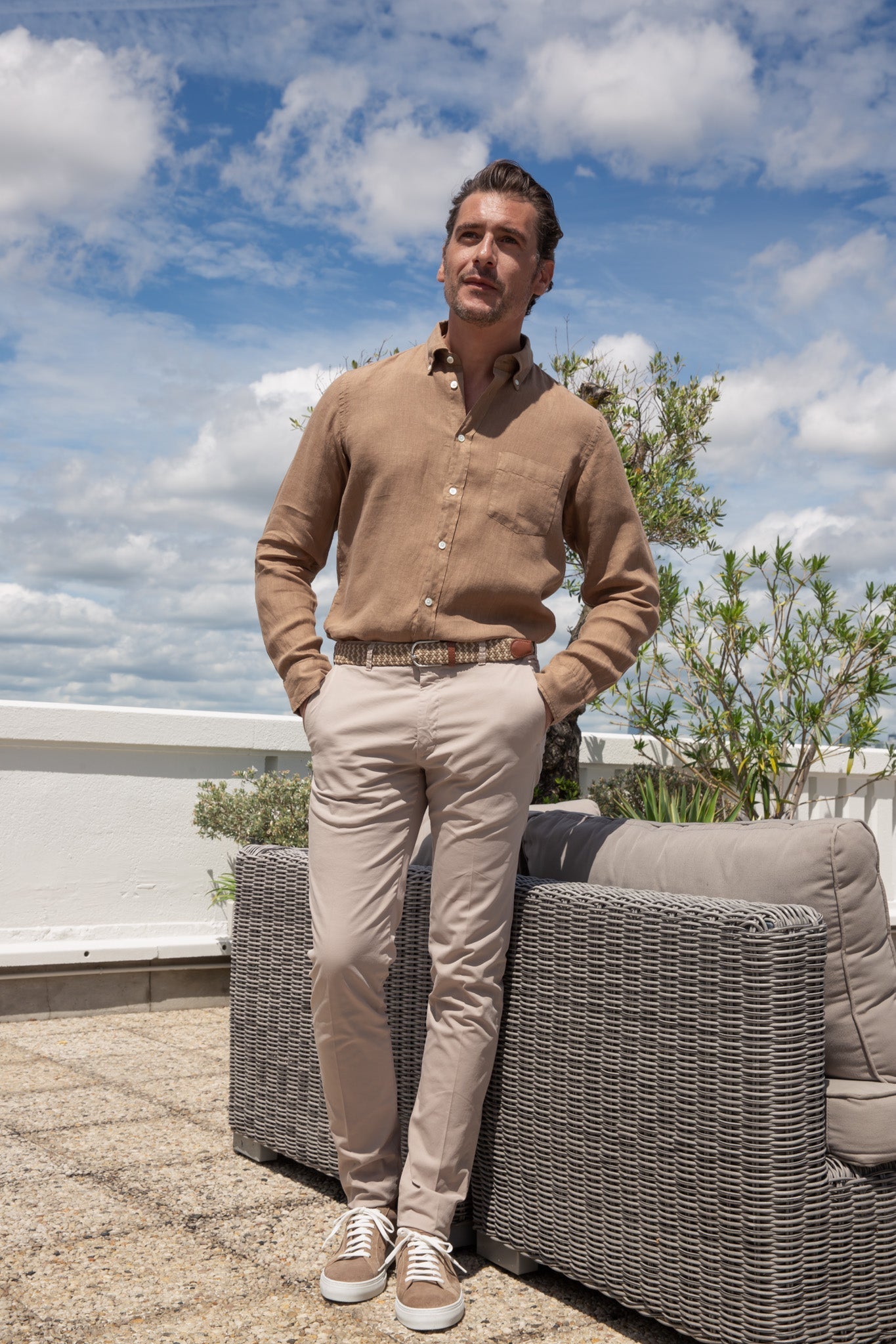 Chemise Clovis en lin - Caramel-CHEMISE HOMME-Curling-Paris