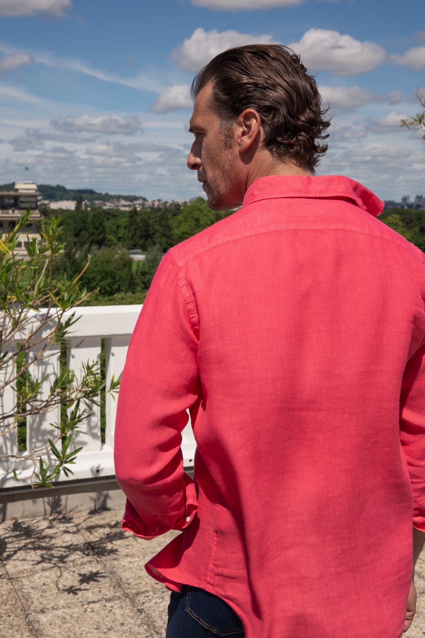 Chemise Clovis en lin - Framboise-CHEMISE HOMME-Curling-Paris