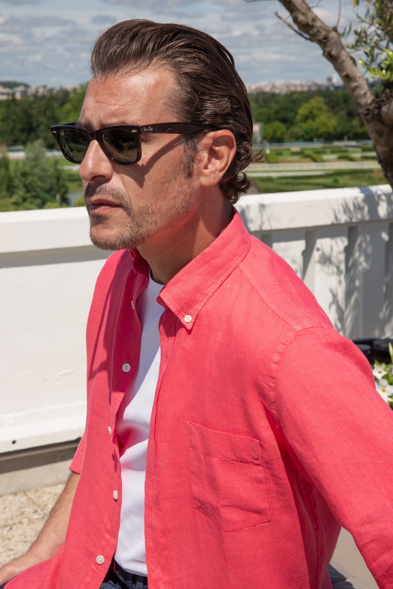 Chemise Clovis en lin - Framboise-CHEMISE HOMME-Curling-Paris