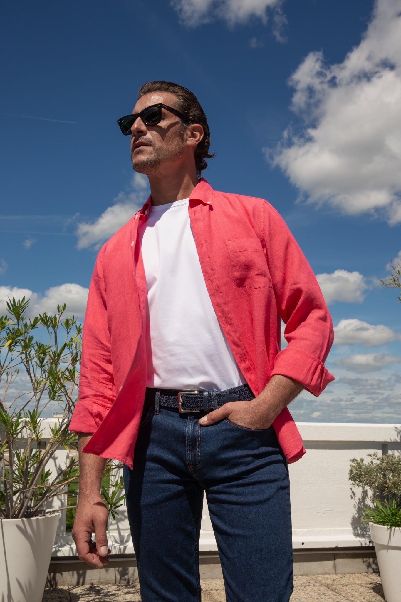 Chemise Clovis en lin - Framboise-CHEMISE HOMME-Curling-Paris