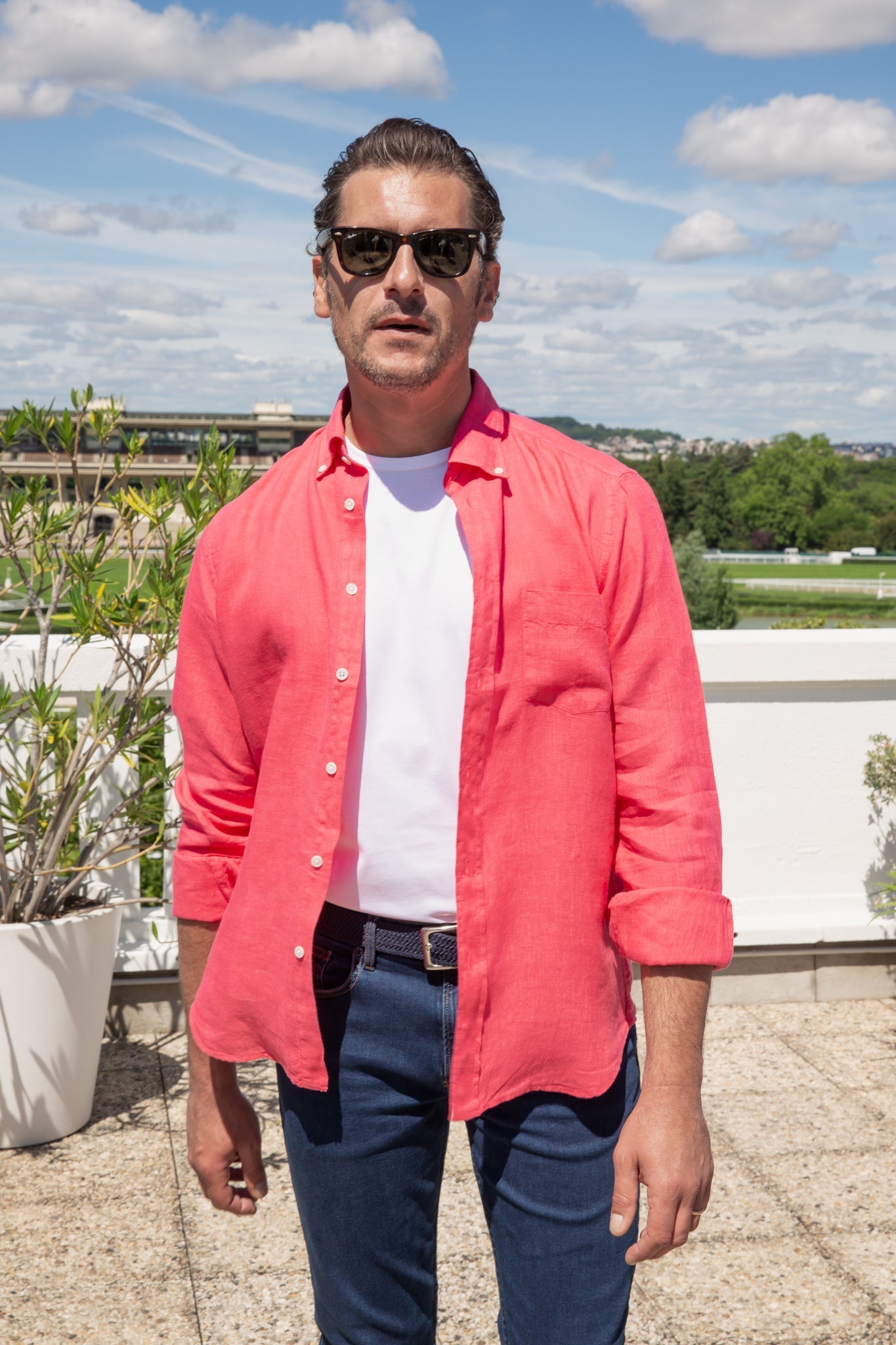 Chemise Clovis en lin - Framboise-CHEMISE HOMME-Curling-Paris