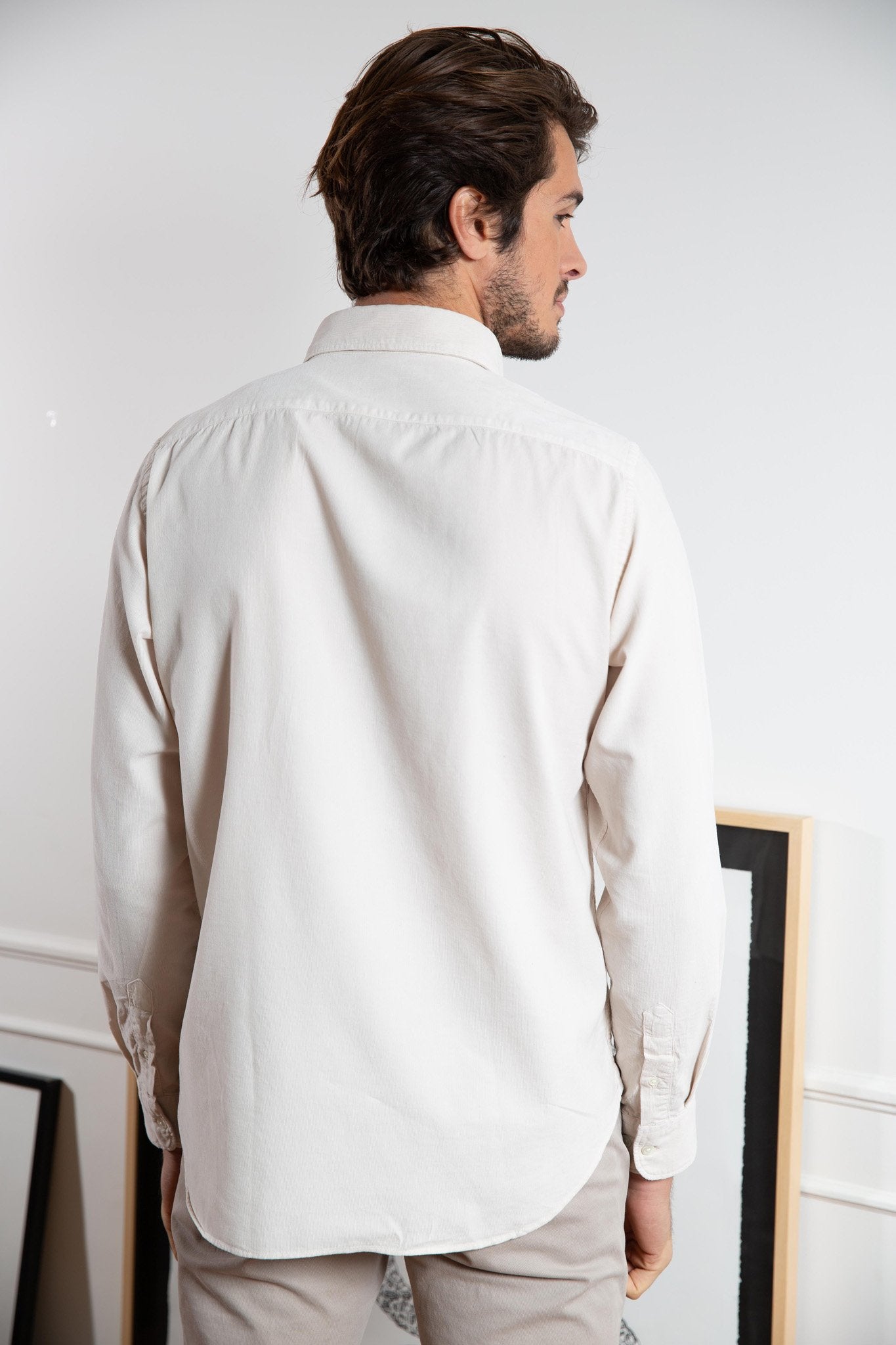 Chemise Clovis en velours - Ecru-CHEMISE HOMME-Curling-Paris
