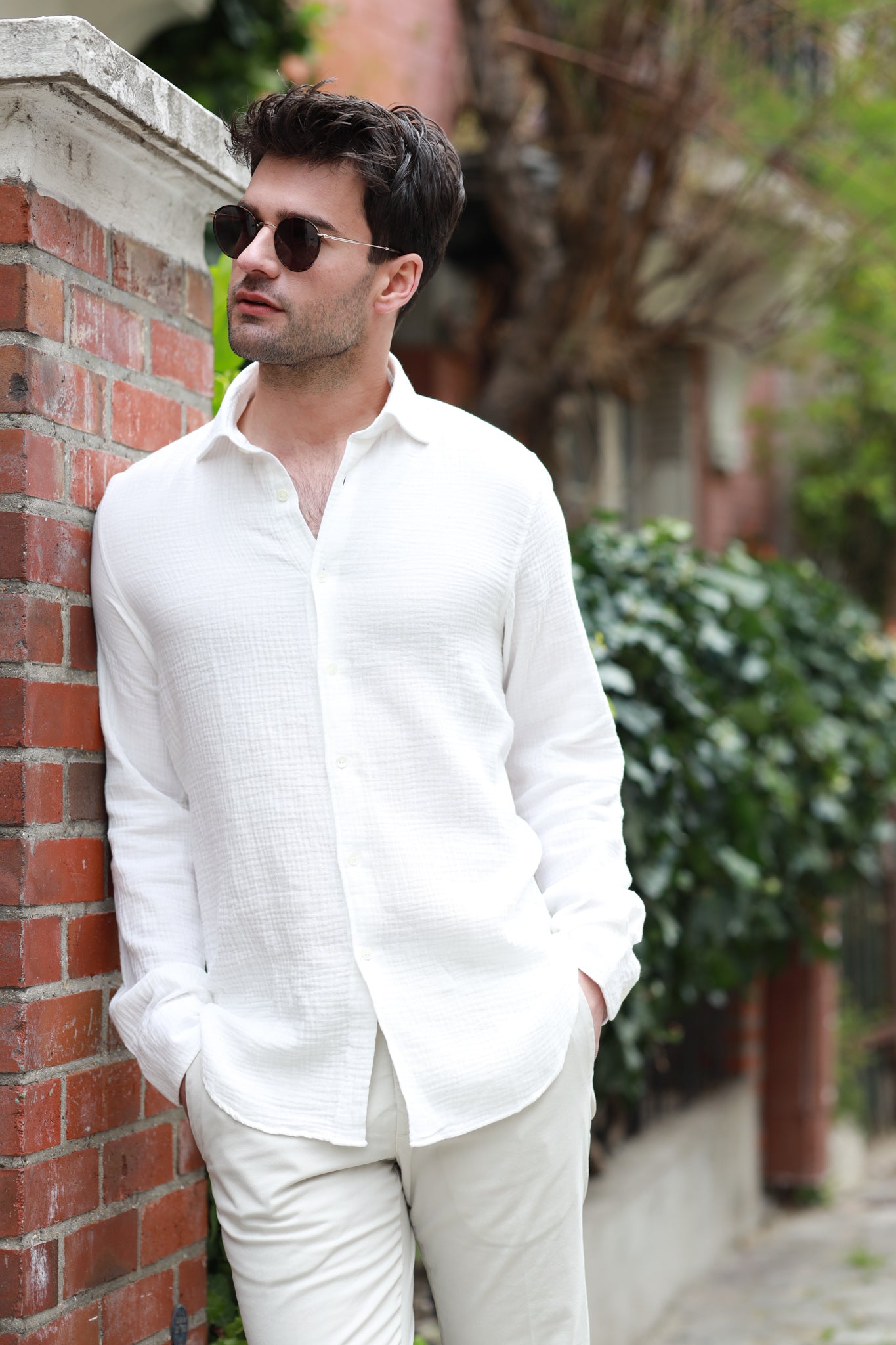 Chemise Hugo en gaze de coton - Blanc-CHEMISE HOMME-Curling-Paris