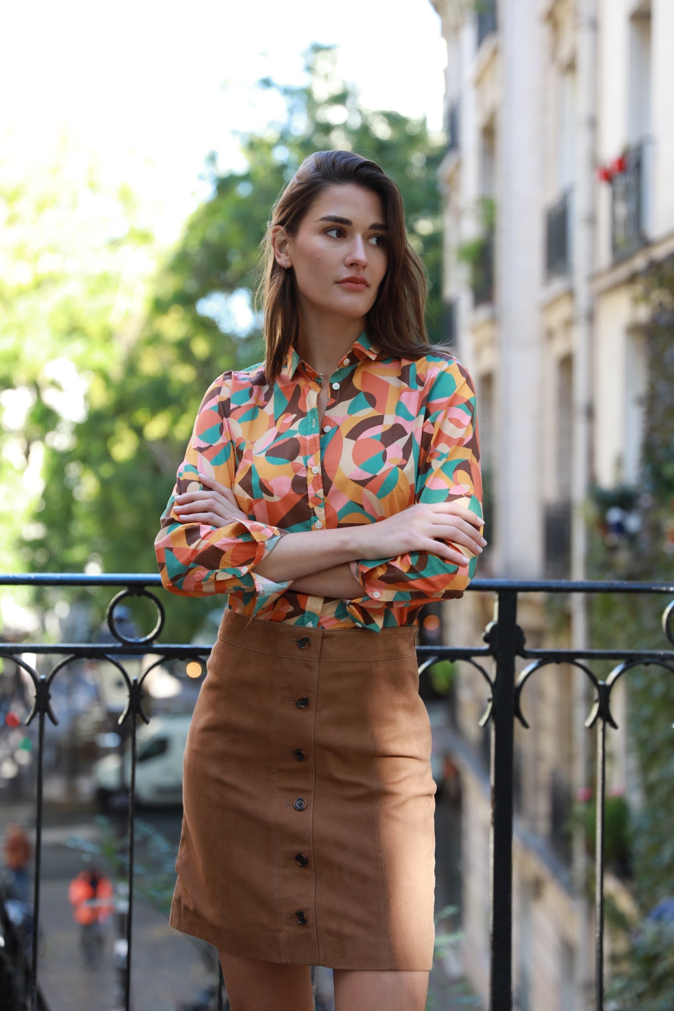 Chemisier Canelle en coton Liberty of London - Orange-CHEMISIER FEMME-Curling-Paris