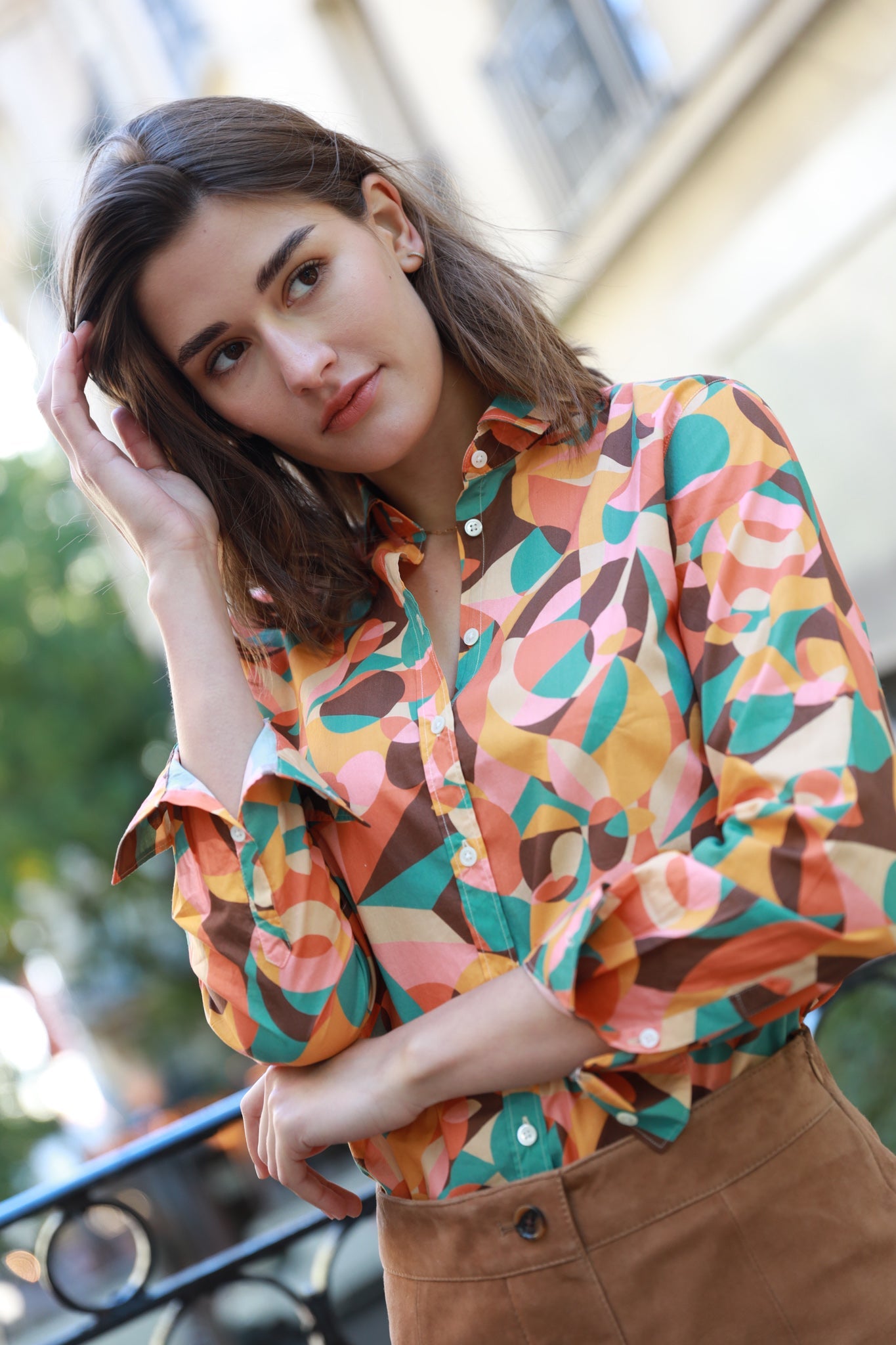 Chemisier Canelle en coton Liberty of London - Orange-CHEMISIER FEMME-Curling-Paris
