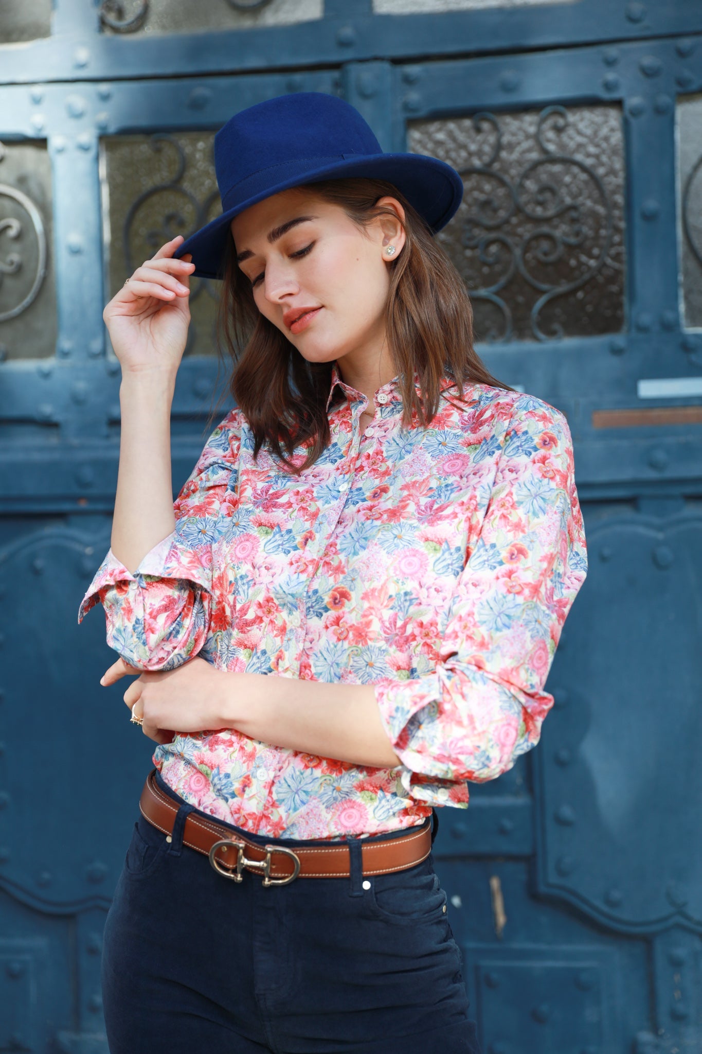 Chemisier Canelle en coton Liberty of London - Rouge-CHEMISIER FEMME-Curling-Paris