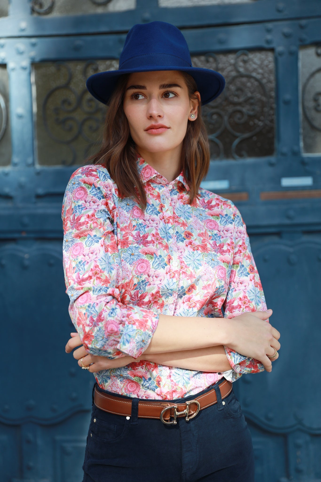 Chemisier Canelle en coton Liberty of London - Rouge-CHEMISIER FEMME-Curling-Paris