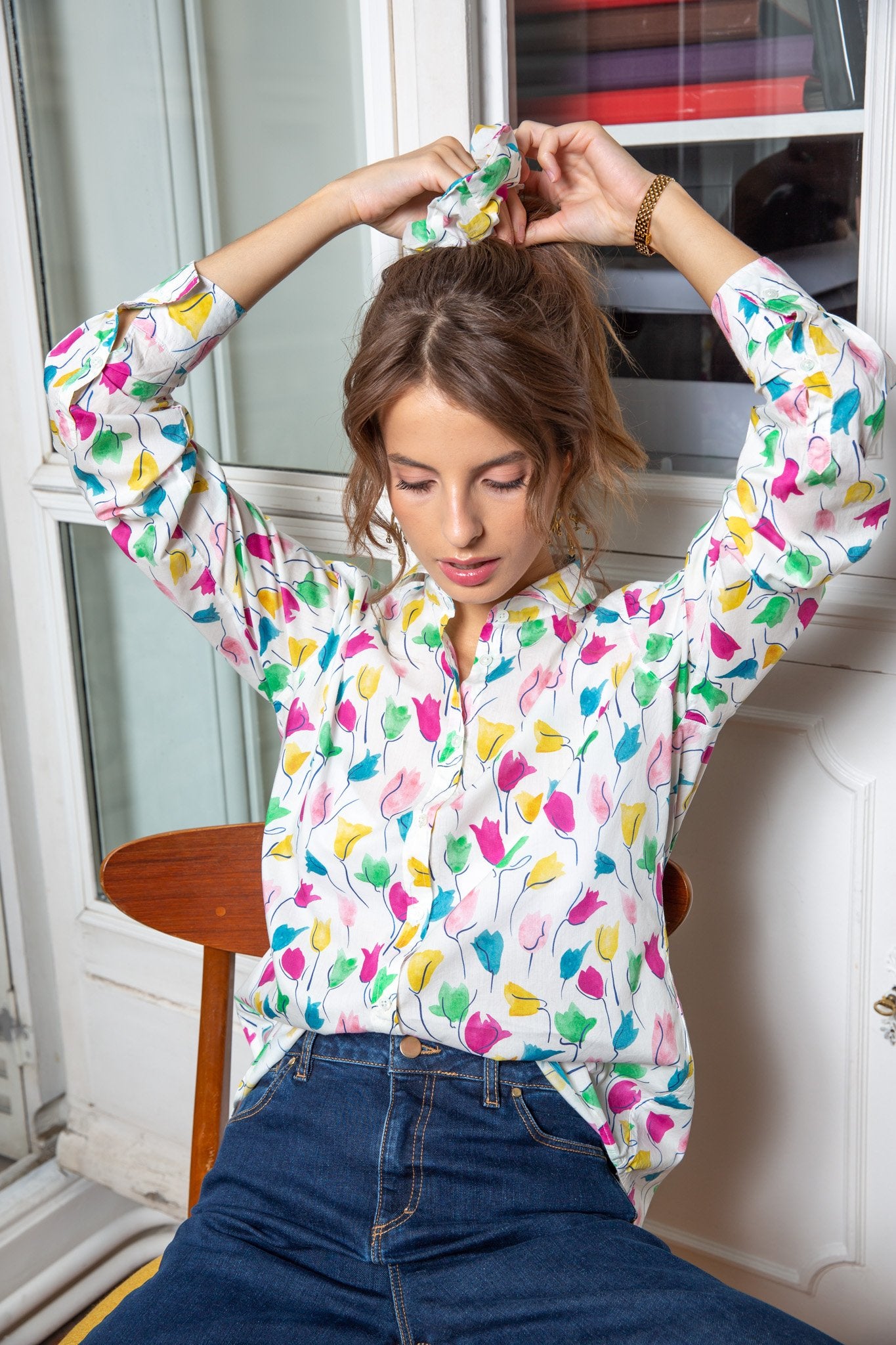 Chemisier Canelle en coton Liberty of London - Tulipes-CHEMISIER FEMME-Curling-Paris