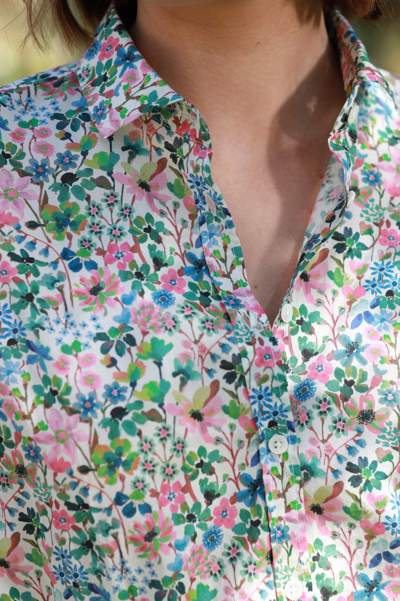 Chemisier Canelle en coton Liberty of London - Vert-CHEMISIER FEMME-Curling-Paris