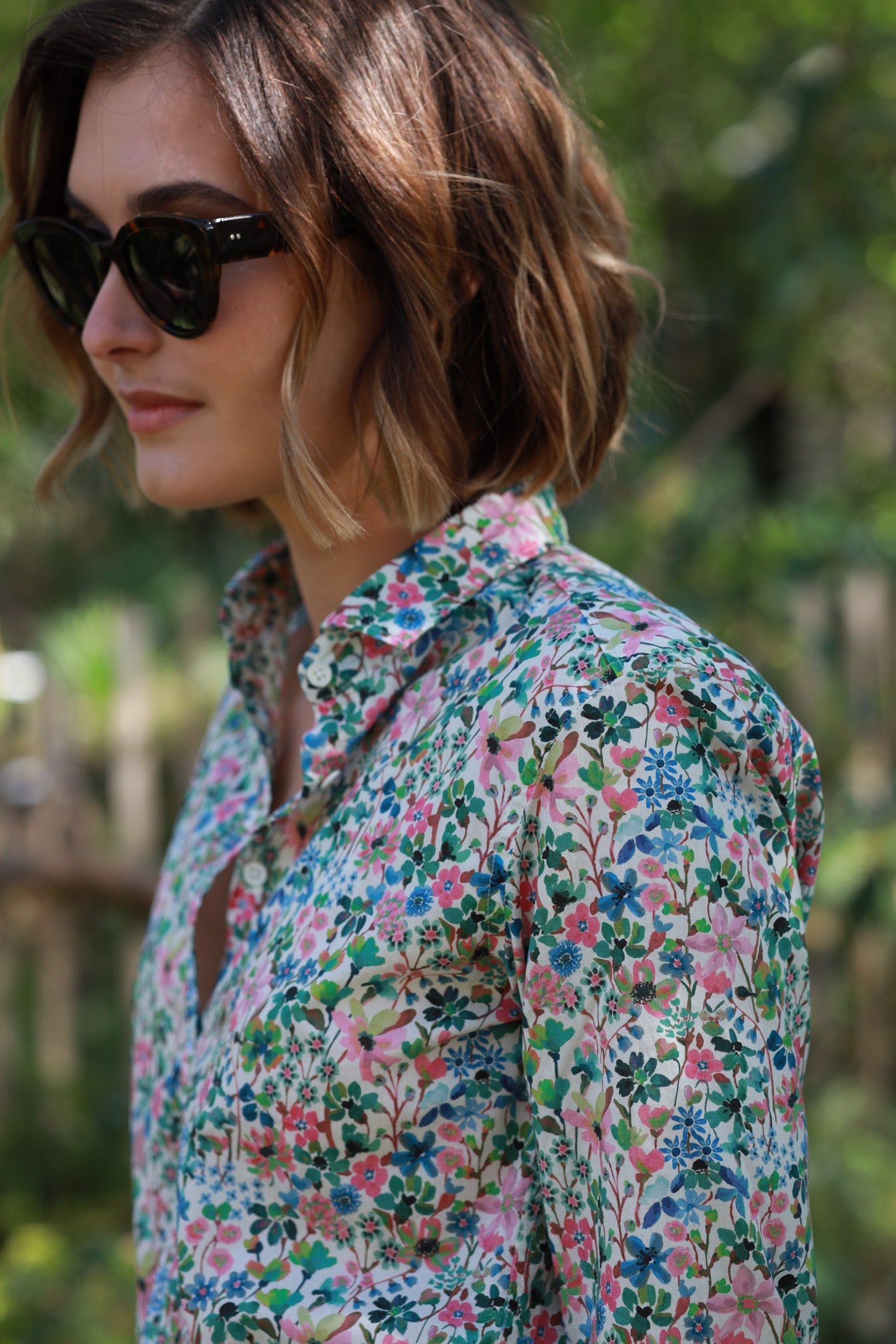 Chemisier Canelle en coton Liberty of London - Vert-CHEMISIER FEMME-Curling-Paris