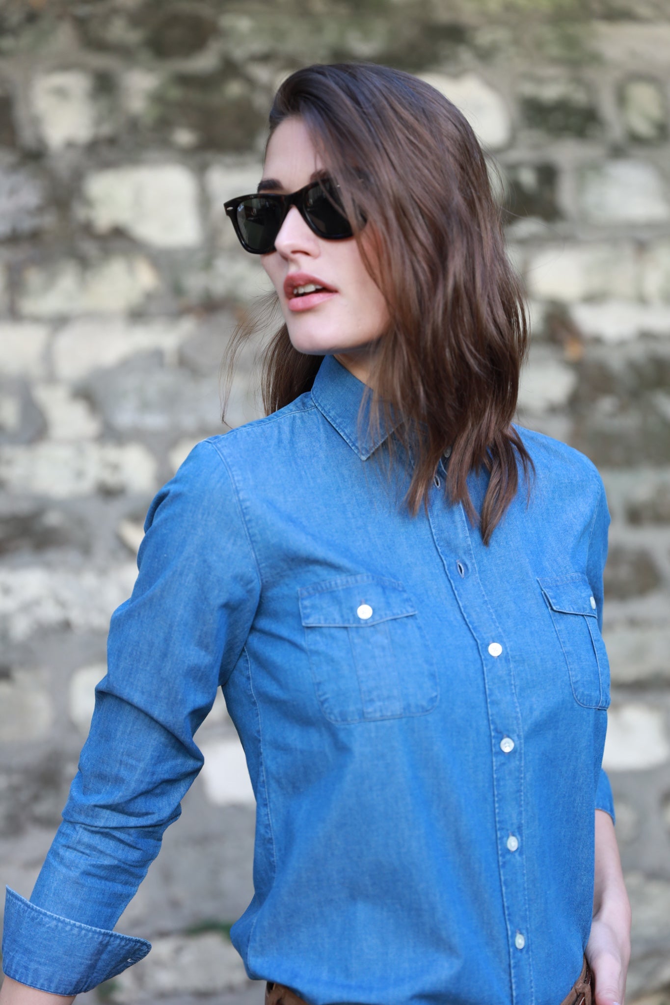 Chemisier Flore en jeans - Bleu-CHEMISIER FEMME-Curling-Paris