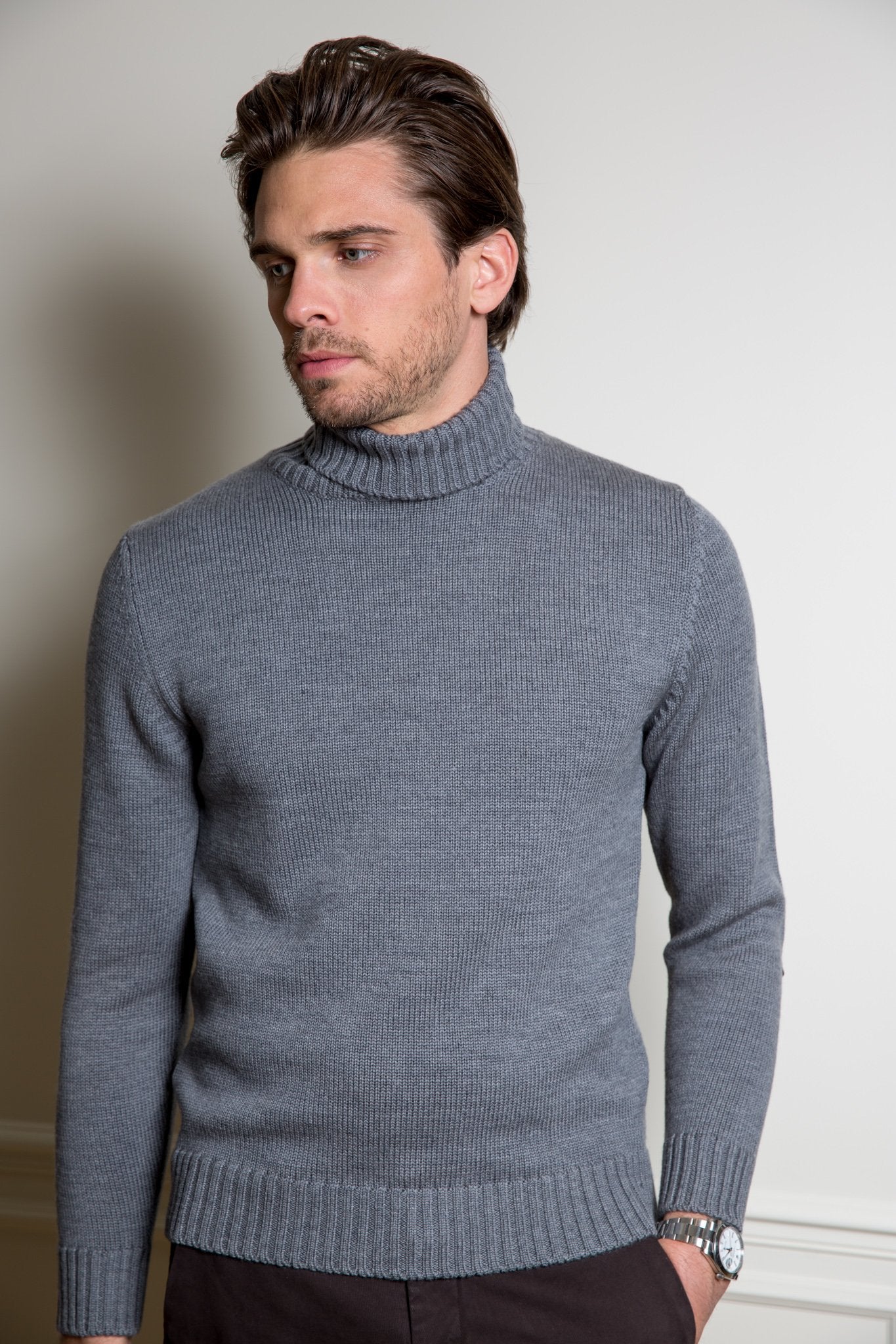 Col roulé roulé Felix en laine mérinos - Anthra-PULL HOMME-Curling-Paris