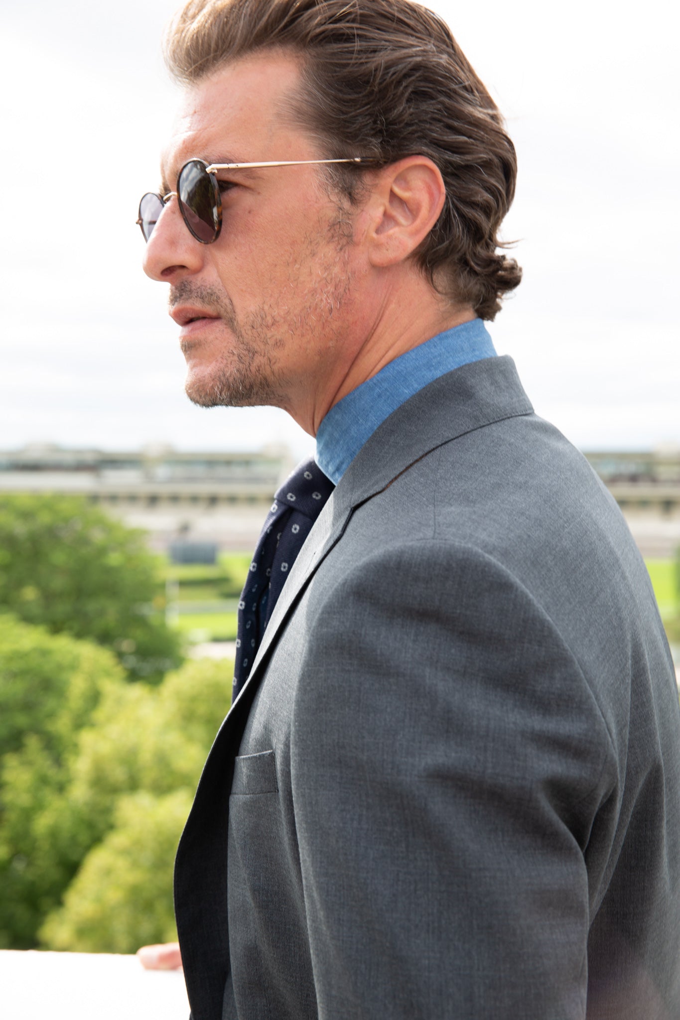 Costume Goal en laine Super 110's - Gris moyen-COSTUME HOMME-Curling-Paris