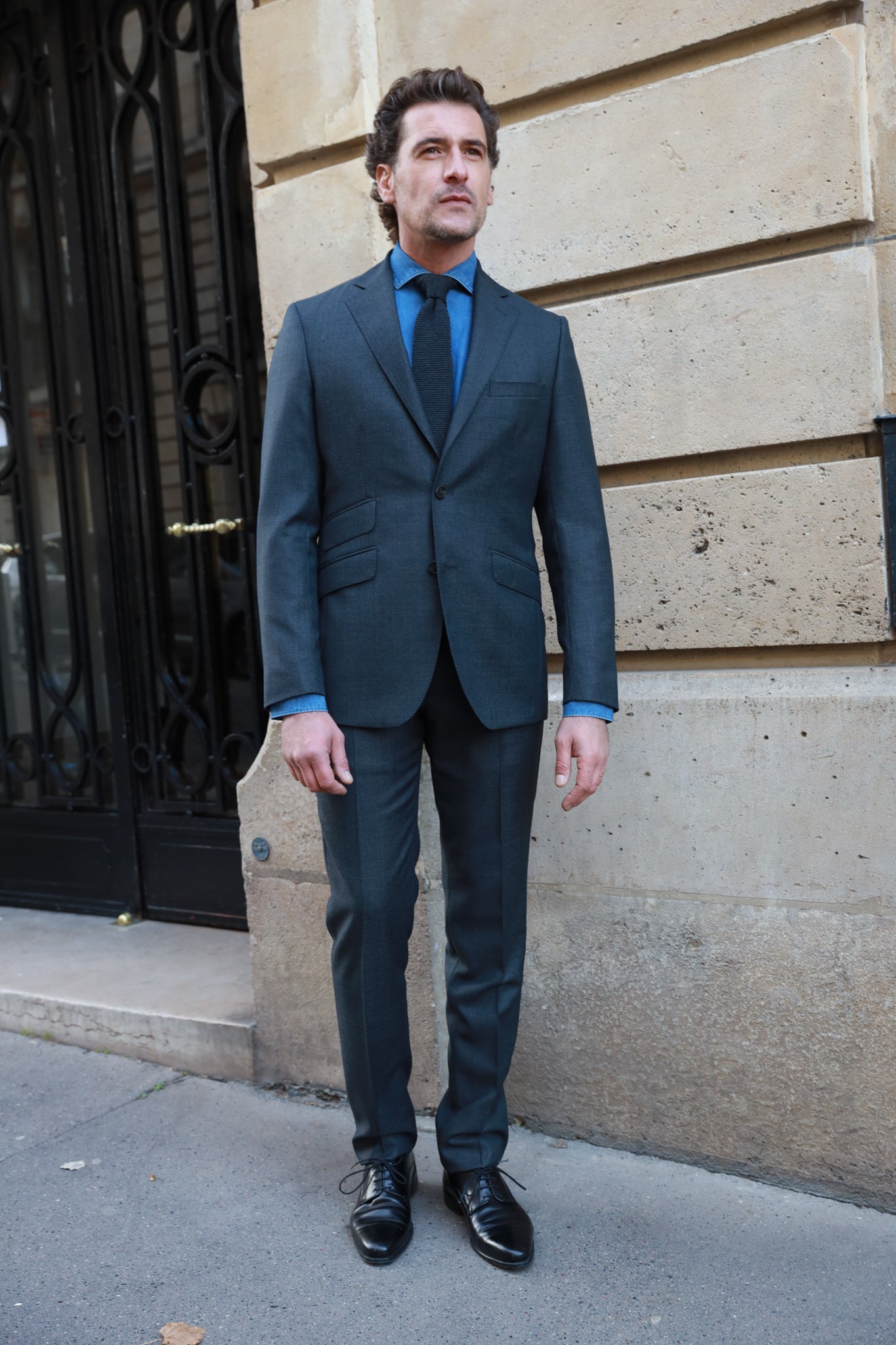 Costume Goal en laine vierge dessin oeil de perdrix - Anthracite-COSTUME HOMME-Curling-Paris