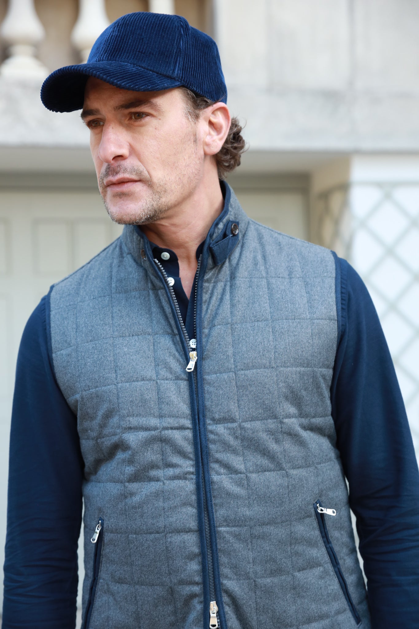 Gilet sans manches Gery en flanelle matelassée - Gris-MANTEAU HOMME-Curling-Paris