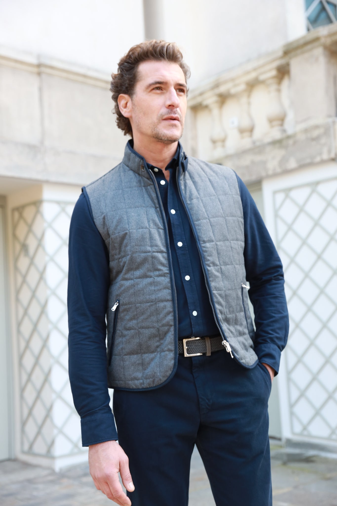 Gilet sans manches Gery en flanelle matelassée - Gris-MANTEAU HOMME-Curling-Paris