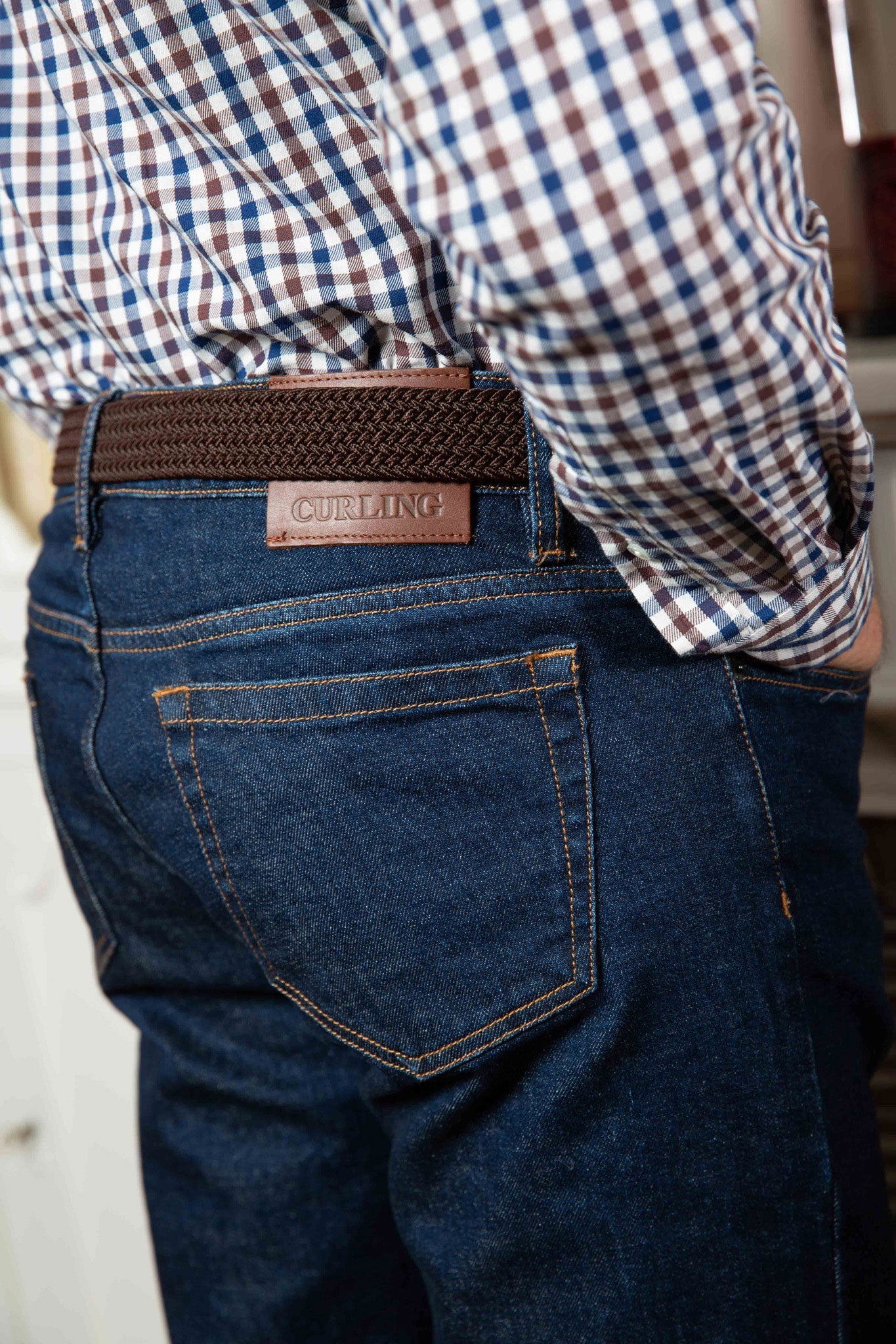 Jeans James en coton stretch - Marine-PANTALON HOMME-Curling-Paris